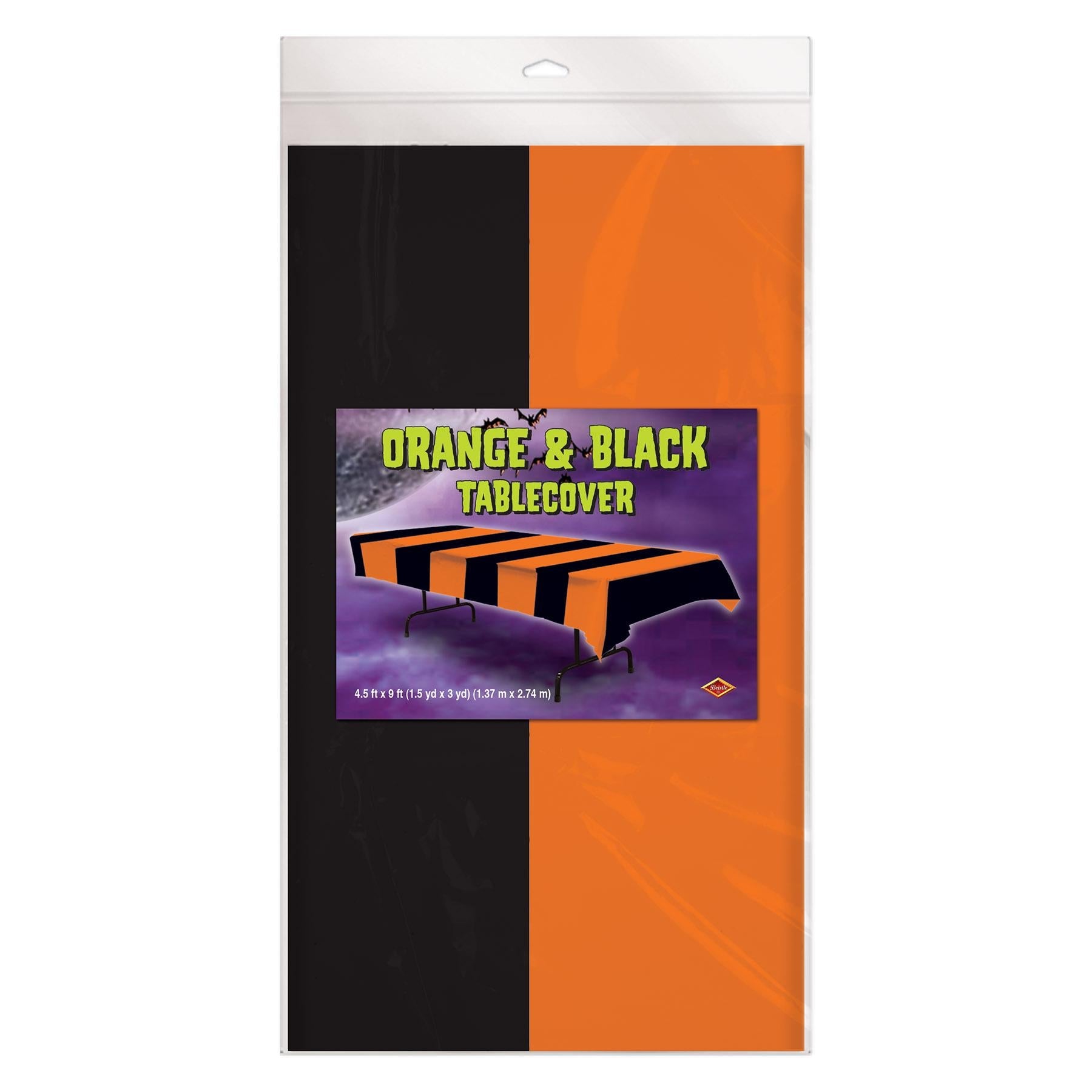 12 Pack Beistle Halloween Orange and Black Striped Table Covers - Perfect for Halloween Party Decorations, Spooky Dining, and Festive Home Decor