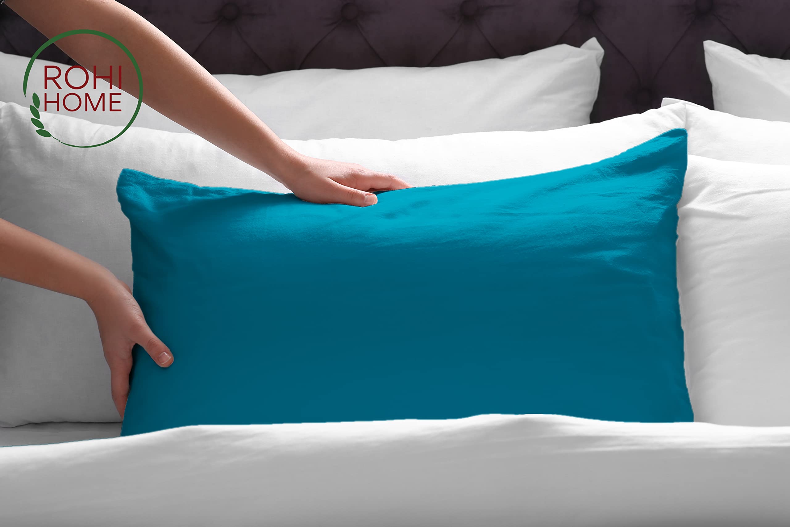 Premium 2-Pack Teal Pillowcases – Hypoallergenic & Breathable Polycotton Blend – Fade & Wrinkle Resistant Standard UK Size 50x75cm – Perfect for Bedroom, Guest Room & Home Decor