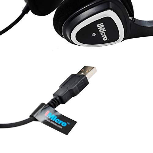 IM320 USB Wired Headset with Noise-Canceling Mic - Comfortable Over-Ear Headphones for PC, Laptop, Gaming, Online Classes & Remote Work