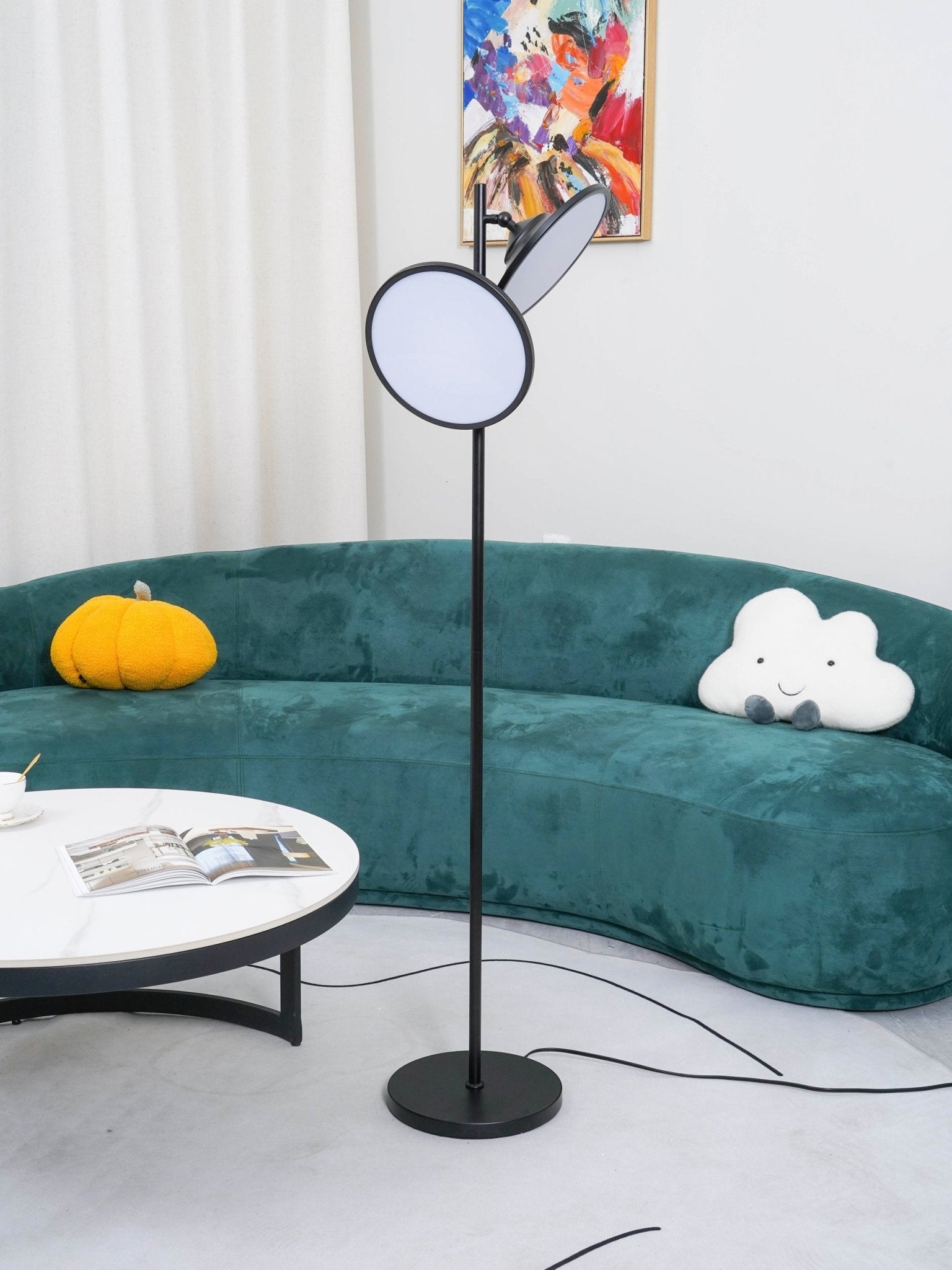 Modern Bulat Floor Lamp - Adjustable Height LED Standing Light for Living Room, Bedroom & Office - Warm White & Cool White Dimmable Lighting for Reading & Relaxation