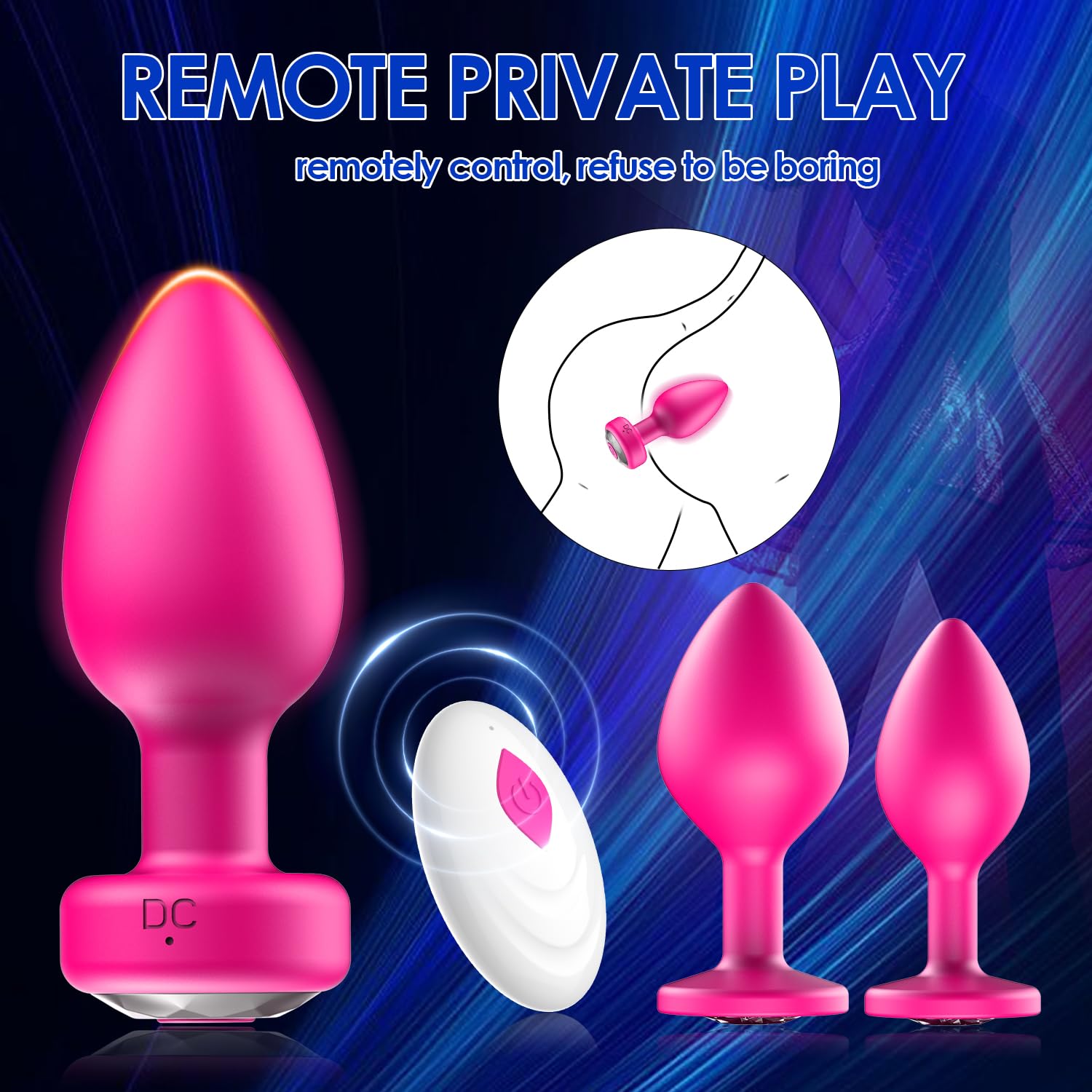 Premium 3PCS Silicone Anal Plug Training Kit with Remote Control - 10-Speed Vibrating Butt Plug & Prostate Massager for Men & Women | Adult Sex Toys for Couples Play, Solo Pleasure & BDSM Exploration (Pink)