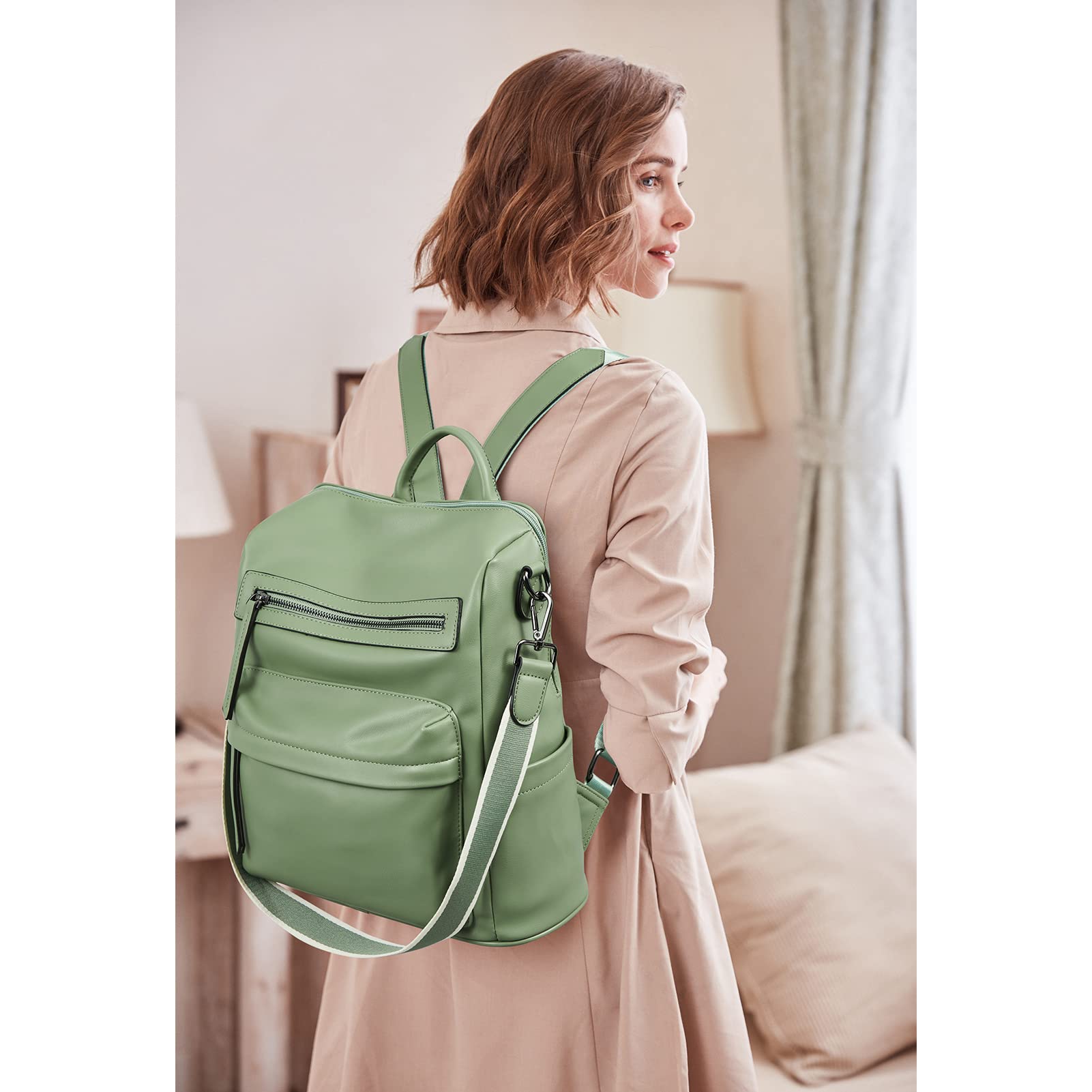 Stylish BROMEN Leather Backpack Purse for Women - Fashionable Designer Shoulder Bag with Large Capacity, Perfect for Travel, Work & Daily Commute