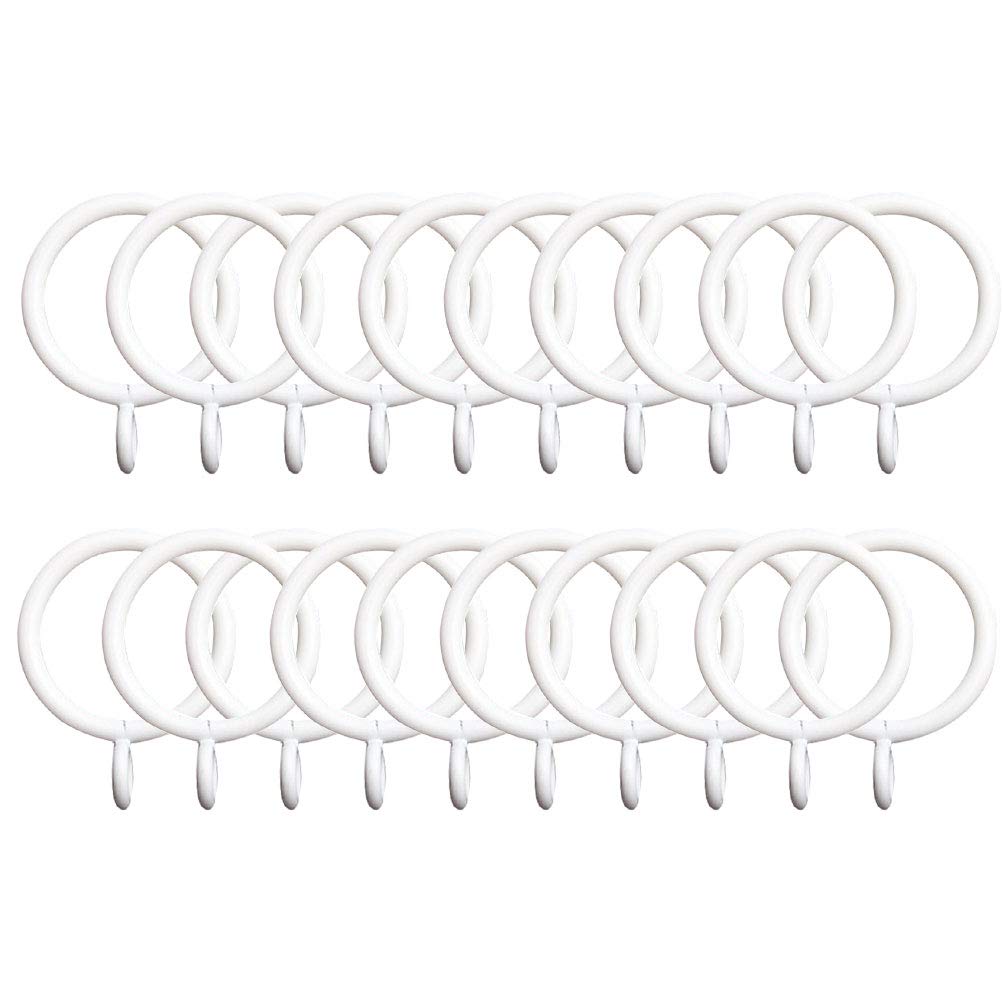 Durable 24pcs Curtain Rings & Hooks - White 38mm for Home Decor