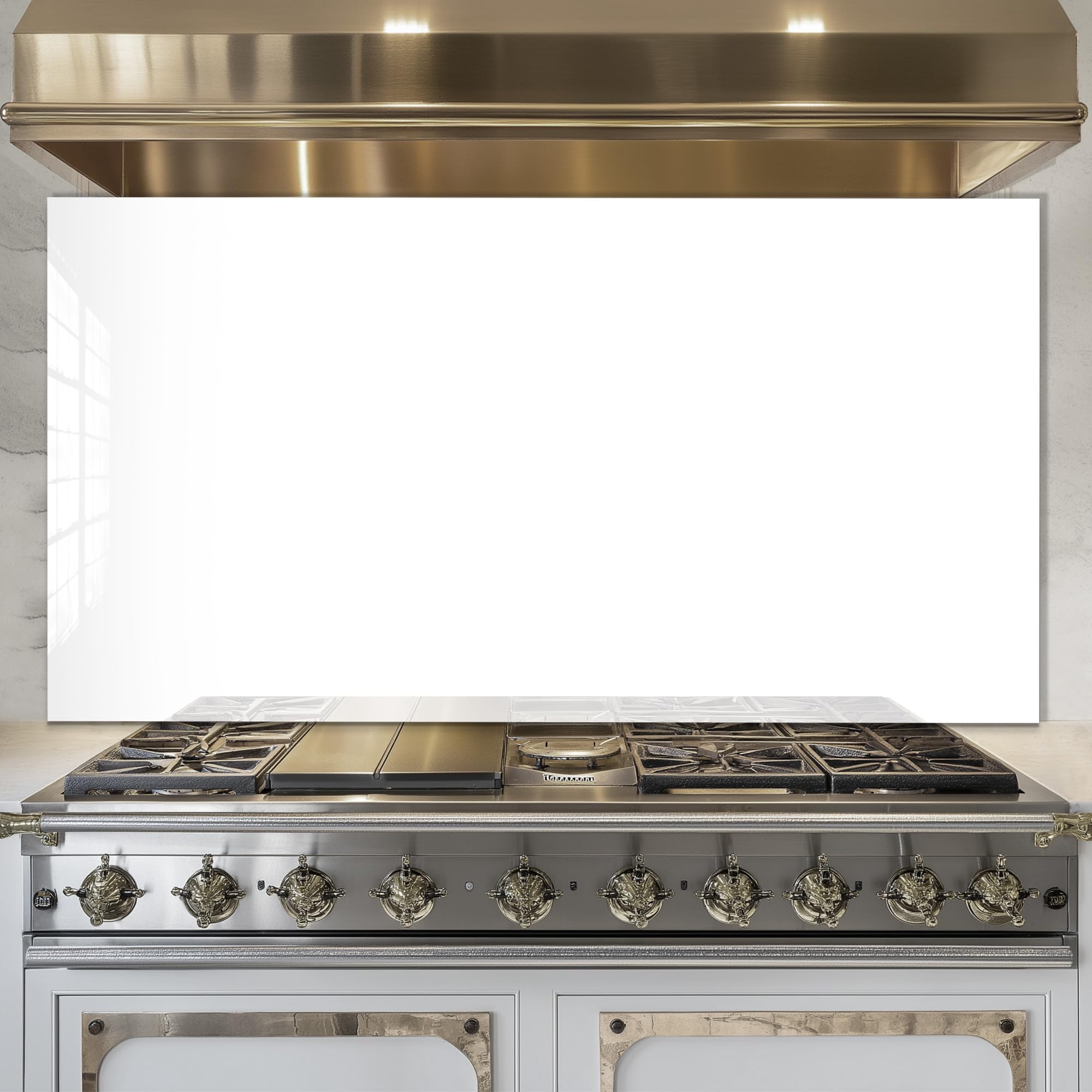 White Tempered Glass Kitchen Backsplash - 30x16