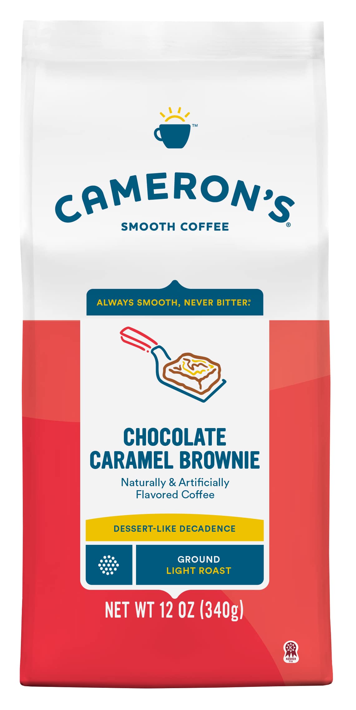Premium Cameron's Coffee Roasted Ground Coffee - Chocolate Caramel Brownie Flavor, 12oz (Pack of 3) | Rich & Smooth Blend for Morning Brew, Afternoon Pick-Me-Up & Office Coffee Break