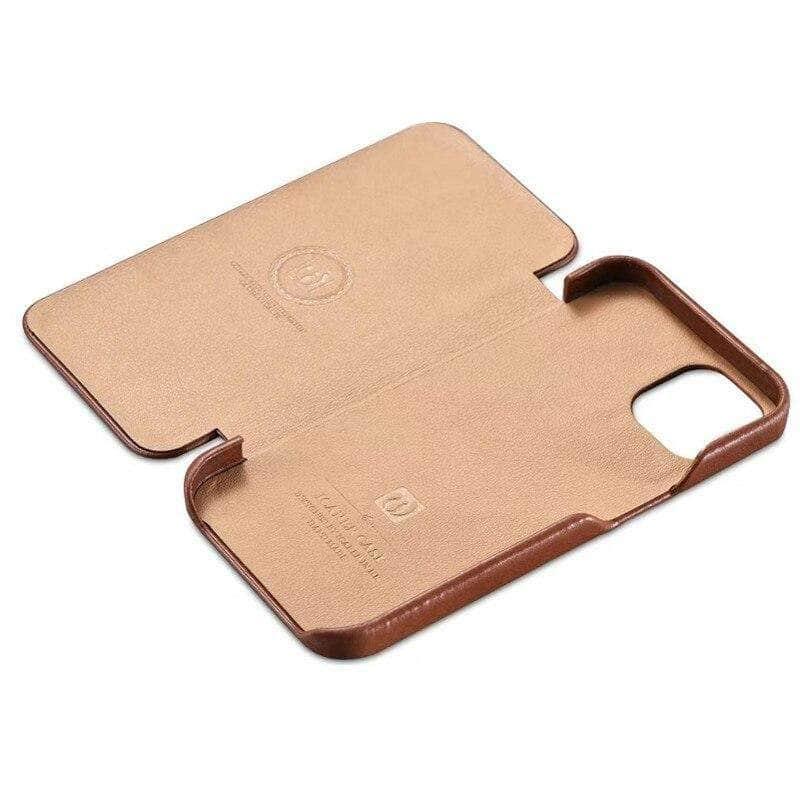 iCarer Premium Genuine Leather Flip Case for iPhone 13 - Slim Protective Wallet Cover with Card Slots | Perfect for Business & Travel Use