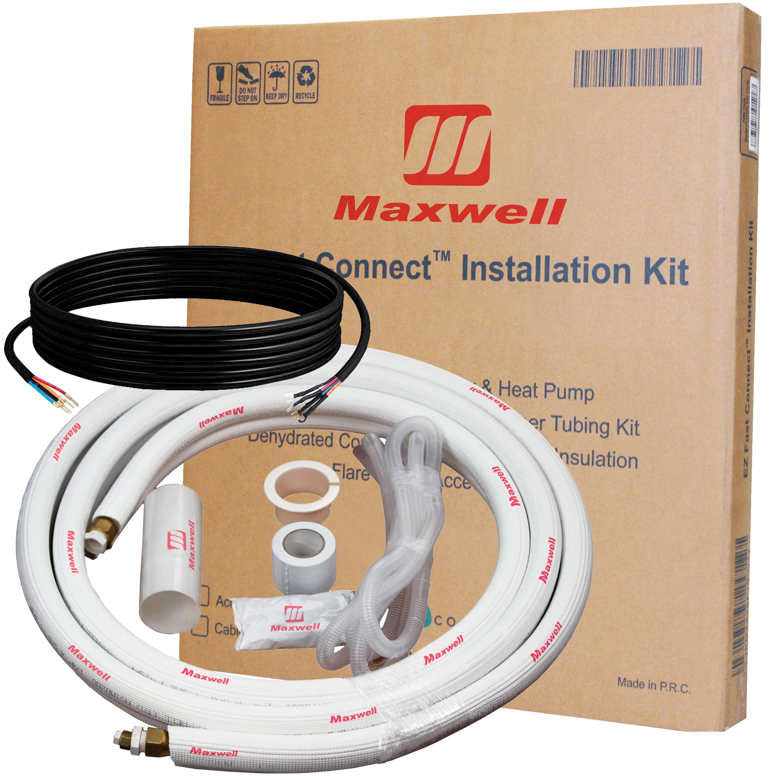 1/4 x 5/8 Mini Split Refrigerant Line Set - 16' Length with Factory Flared Ends & Interconnecting Electrical Wires - Perfect for HVAC Installation, AC Unit Repair, and DIY Mini Split System Projects