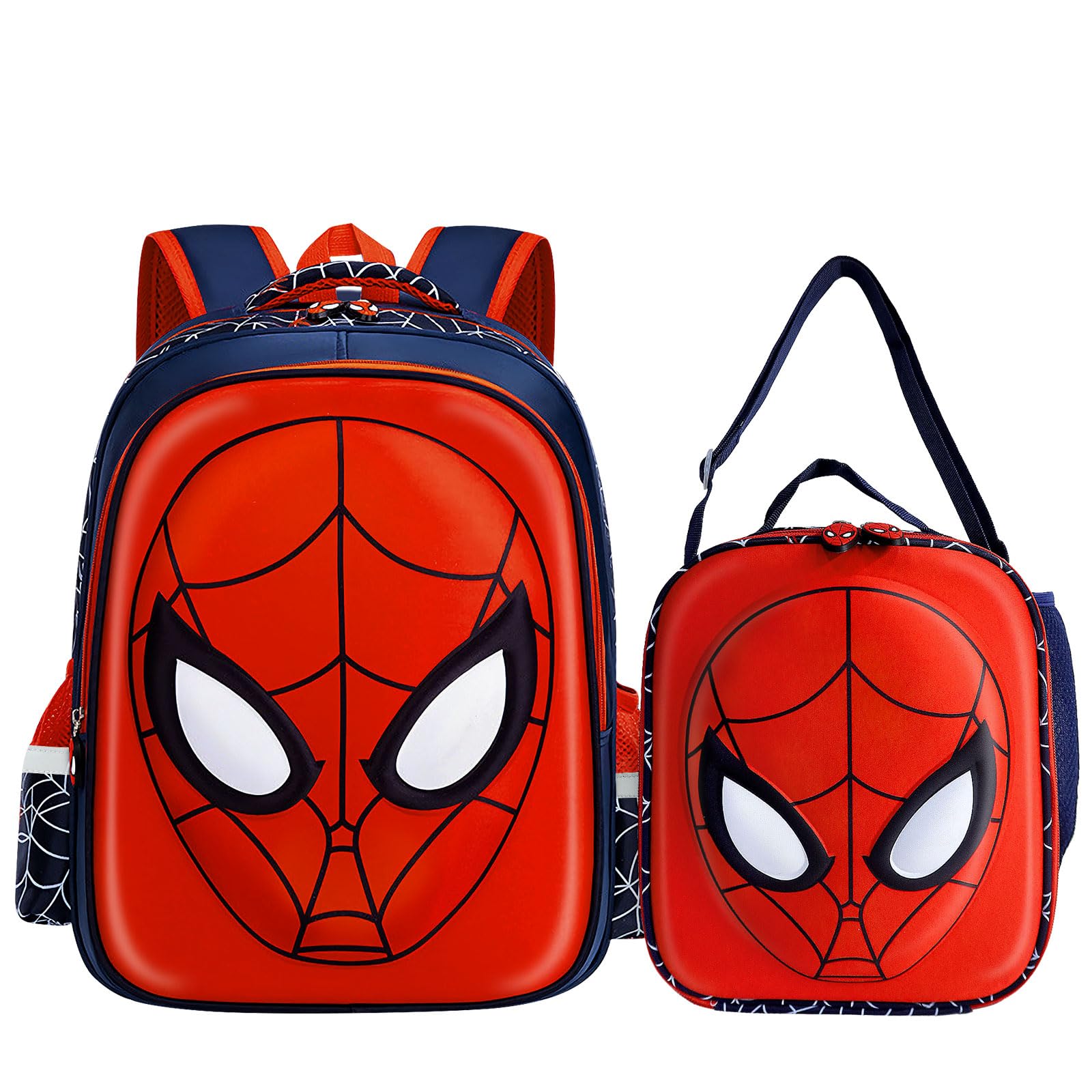 3D Anime Toddler Backpack Set with Lunch Bag - Waterproof Lightweight School Backpack for Boys & Girls (Navy) - Perfect for Preschool, Kindergarten & Daycare Use