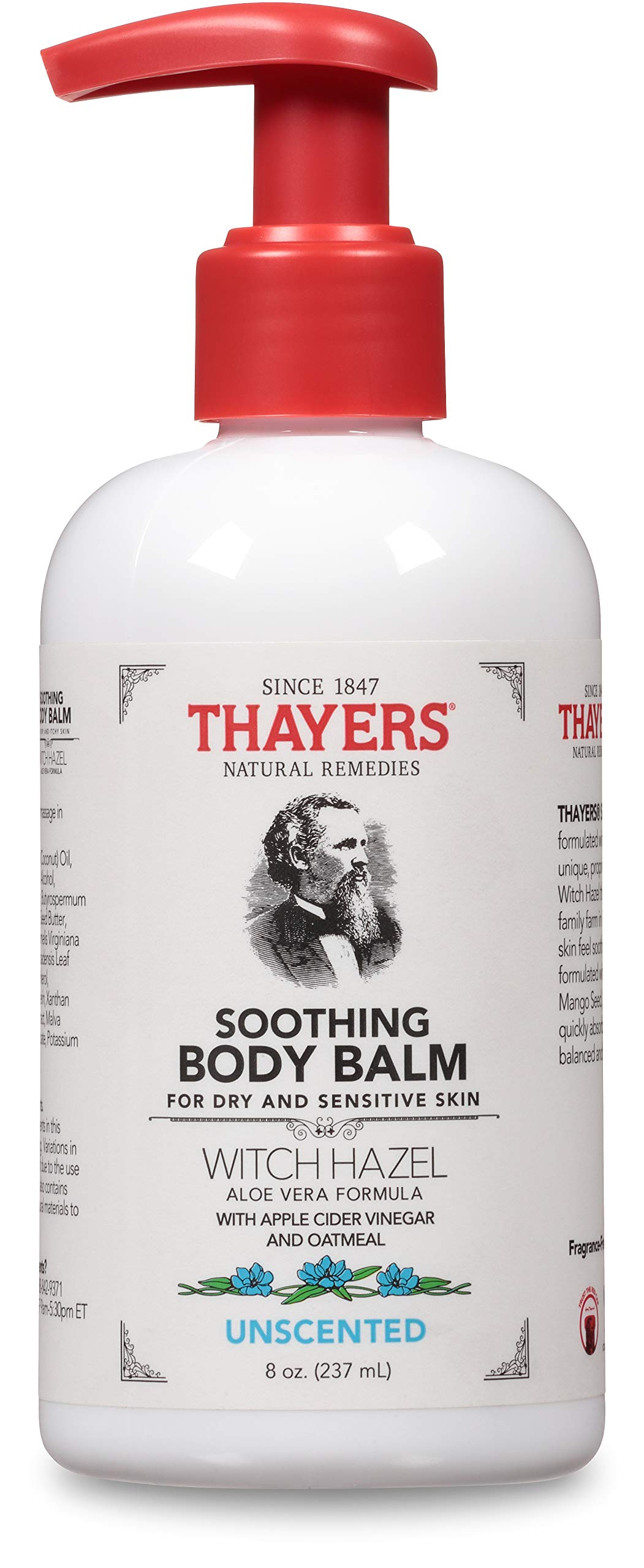 THAYERS Unscented Soothing Body Balm - Moisturizing Lotion for Dry Skin, 8 Oz - Perfect for Daily Hydration & Sensitive Skin Care