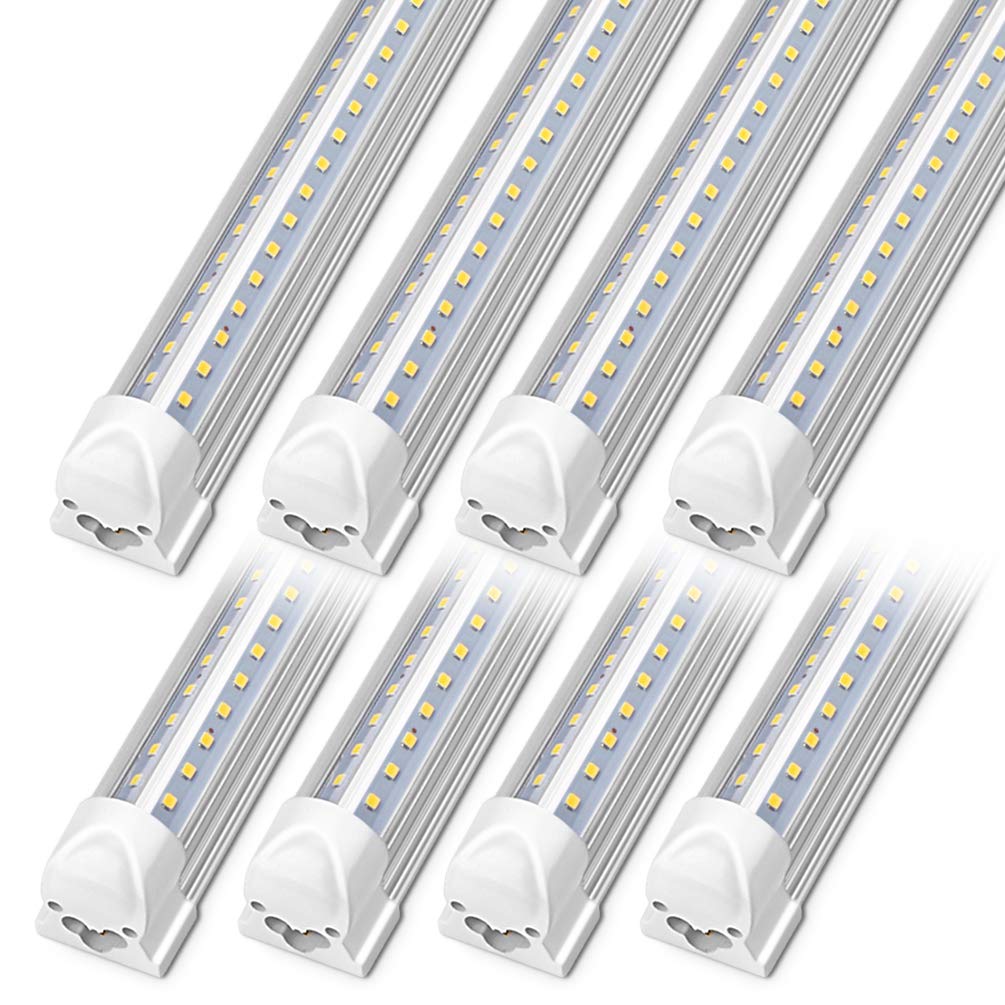(8 Pack) T8 LED Shop Light 4FT, 40W 5200LM 5000K Daylight White Linkable LED Tube Lights - Energy Saving Bright Lighting for Garage, Workshop, Warehouse, Basement, Office & Retail Spaces - Clear Cover, Easy Installation