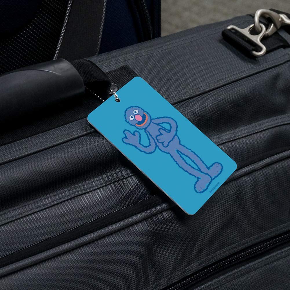 Vintage Sesame Street Grover Distressed Luggage Tag - Cute Cartoon Character Suitcase ID Tag for Kids & Adults - Perfect for Travel, Backpacks, and Carry-On Bags