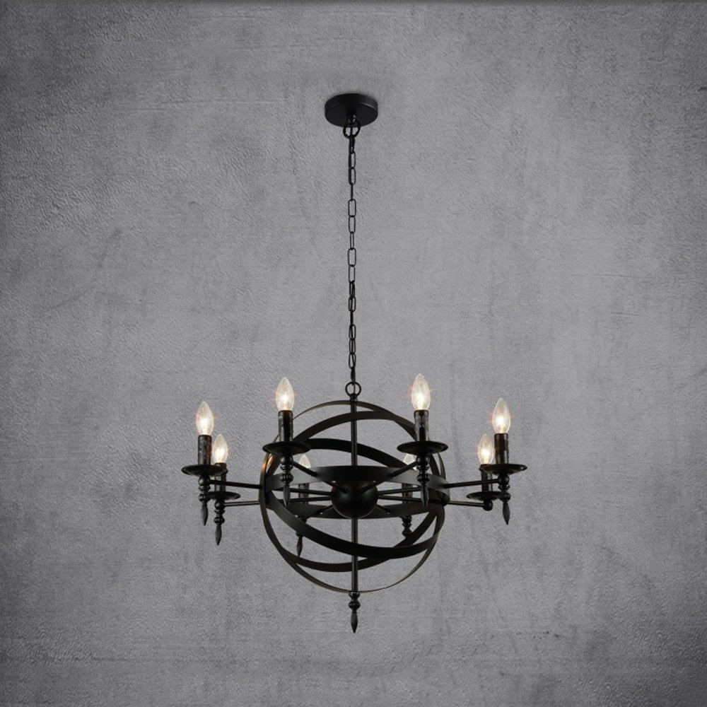 Ganeep Retro Wrought Iron Chandelier - 6-Light Industrial Style Pendant Lighting with E14 Base for Restaurant, Living Room, Clothing Store & Hotel | Vintage Ceiling Light for Home Decor & Commercial Spaces