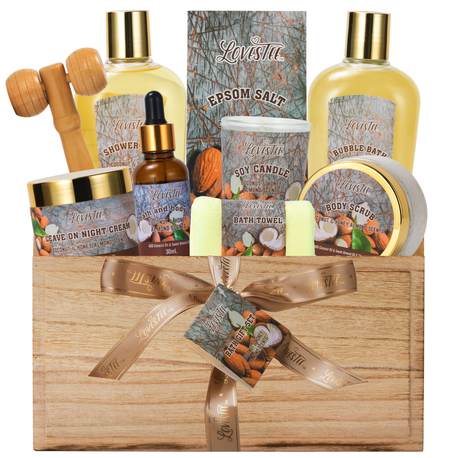 10-Piece Luxury Spa Gift Set for Women - Relaxing Bath & Body Kit with Epsom Salt, Body Oil, Scrub, Candle & Wood Massage Tool | Perfect Mother's Day Gift, Birthday Present & Self-Care Treat | At-Home Spa Day, Stress Relief & Pampering Experience