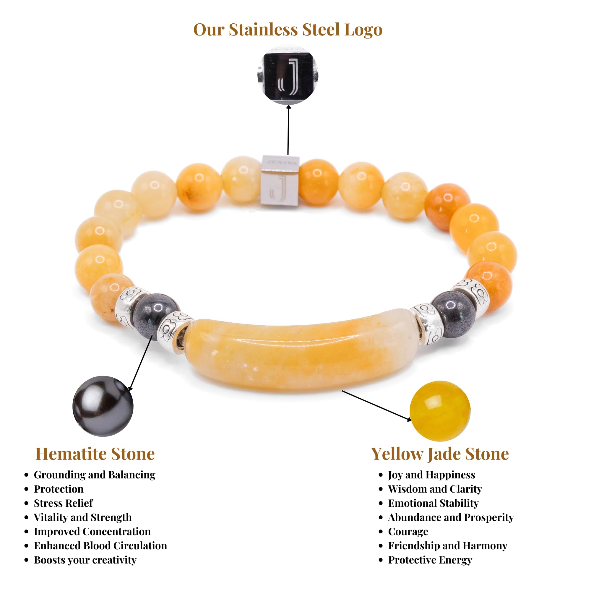 Hematite Stretch Bracelet for Men & Women - 8mm Beads Unisex Yoga Meditation Bracelet - Health & Wellness Jewelry with Luxury Gift Box - Perfect for Stress Relief, Energy Balance, and Spiritual Healing