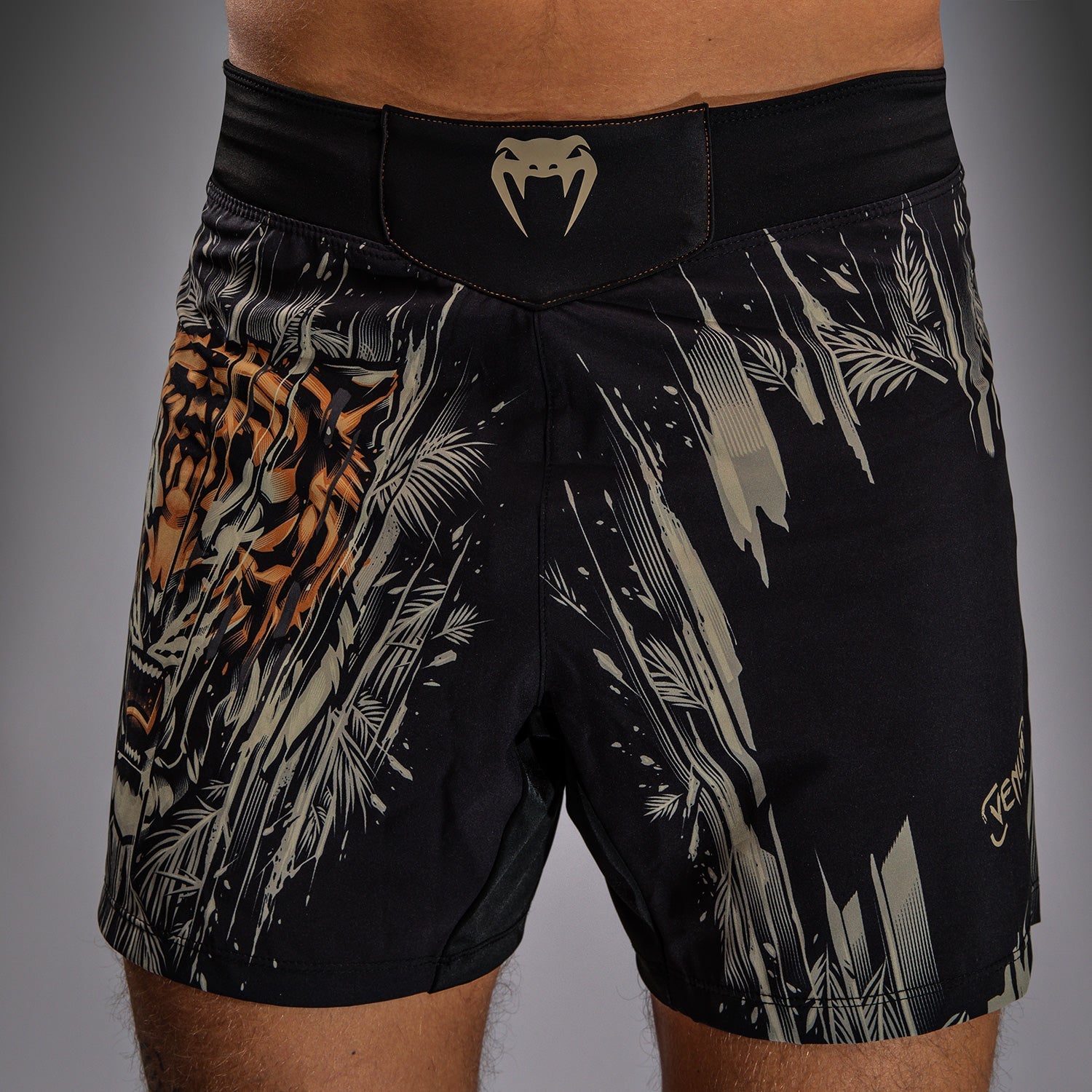 Venum Tiger Men's MMA Fight Shorts - Black & Neon Orange - Lightweight & Breathable for Training, Boxing & MMA Fighting