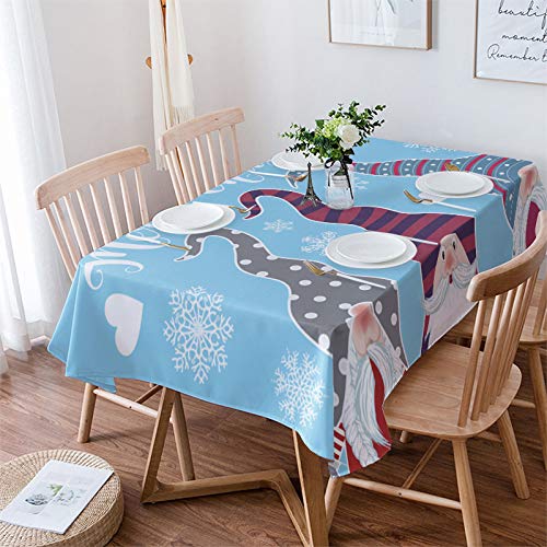 Spillproof Blue Tablecloth with Funny Dwarfs Cartoon Pattern - 54×109 Inch Washable Table Cover for Kitchen, Dining, Banquet & Christmas Parties | Perfect for Holiday Decorations & Family Gatherings