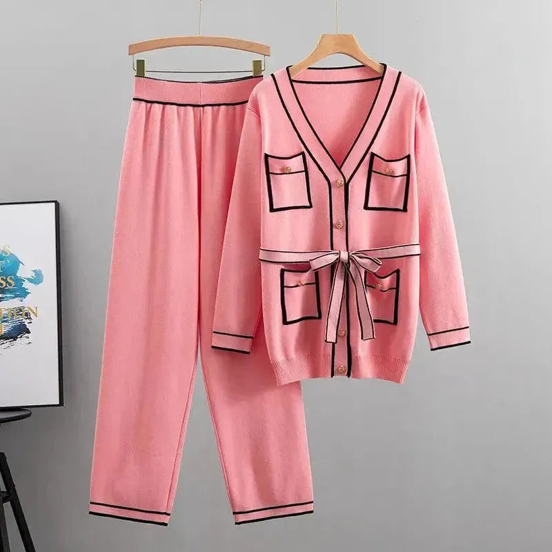 Comfortable Women's Casual Twill Two Piece Outfit Set - Lounge Wear, Travel & Everyday Fashion