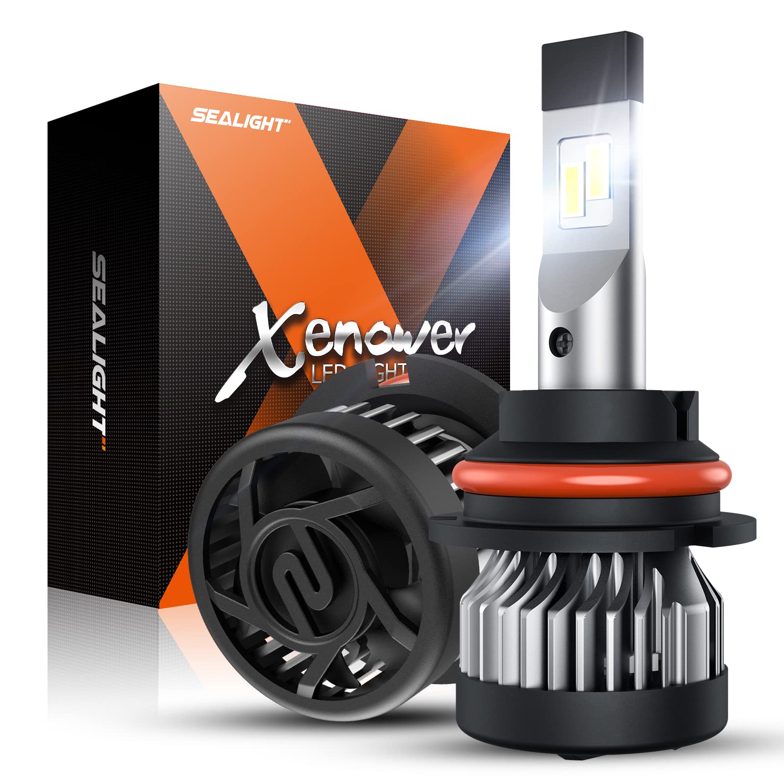 SEALIGHT X2 9007/HB5 LED Headlight Bulbs - 150W 20000 Lumens 600% Brighter 6500K Cool White Hi/Lo Beam - 20000RPM Turbo Fan, Plug and Play, IP67 Waterproof - Pack of 2 - Perfect for Night Driving, Off-Roading & Foggy Conditions