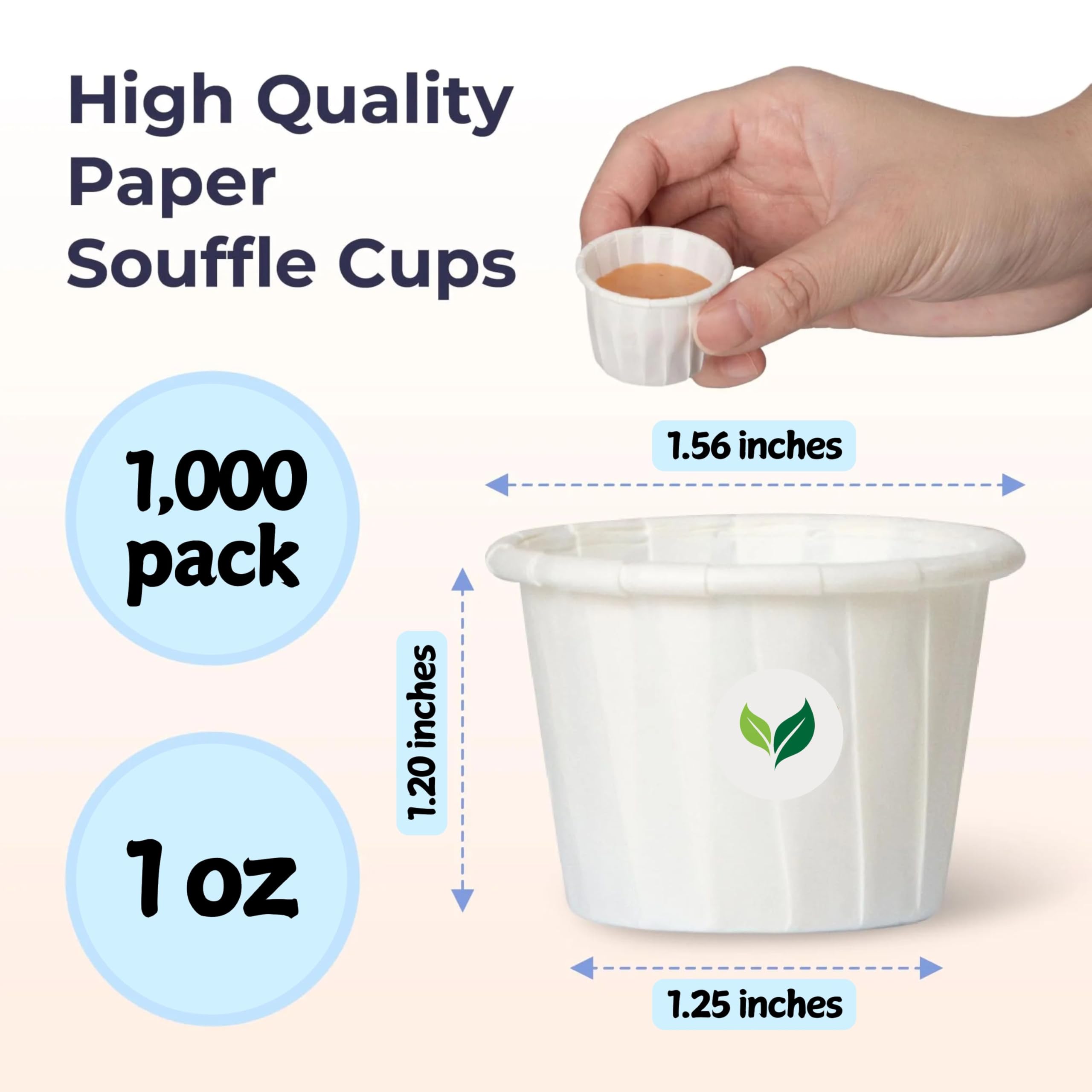 1 Oz Disposable Paper Souffle Cups (1000 Pack) - Perfect for Ketchup, Condiments, Medicine, Pill & Sample Containers - Ideal for Restaurants, Catering, Parties & Home Use