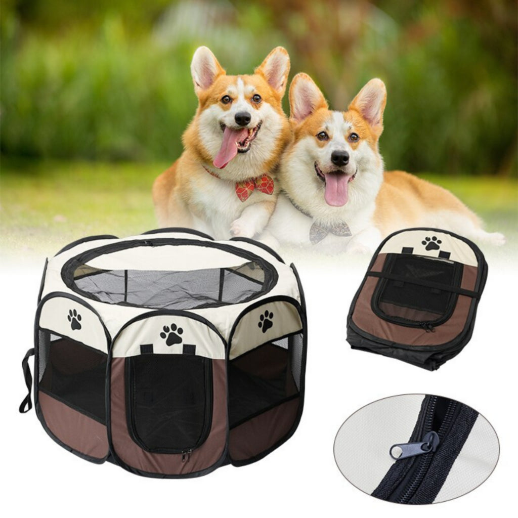 Portable Pop Up Pet Playpen Tent for Dogs & Cats - Indoor & Outdoor Use - Perfect for Camping, Travel, and Backyard Play