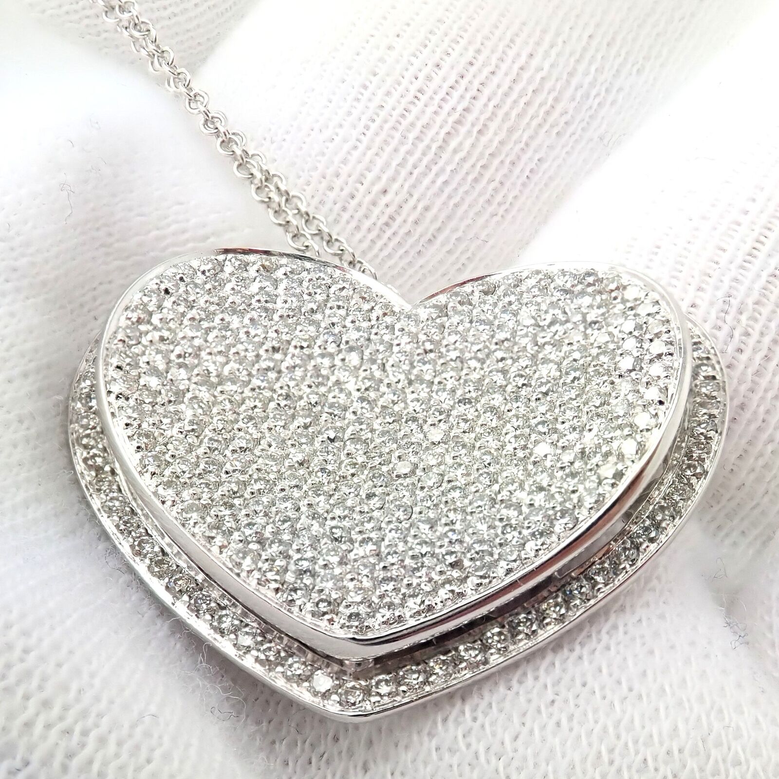 Authentic Pasquale Bruni 18k White Gold 2.02ct Pave Diamond Heart Necklace - Luxury Valentine's Gift for Her, Anniversary Jewelry & Romantic Occasion Present