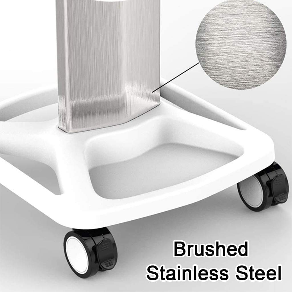 Professional Salon Trolley Cart - Aluminum Mobile Rolling Stand for Ultrasonic Cavitation, RF Machines & Spa Equipment | Medical Grade Manicure Shelf with Wheels (White) | Perfect for Beauty Salons, Spas & Home Use