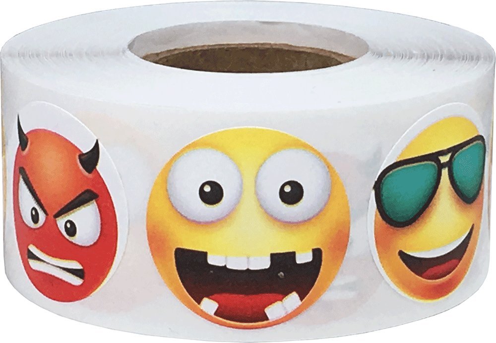 3D Emoji Stickers - 6 Different Facial Expressions, 1 Inch Size, 500 Adhesive Stickers Pack - Perfect for Scrapbooking, DIY Crafts, Laptop Decoration & Kids Activities
