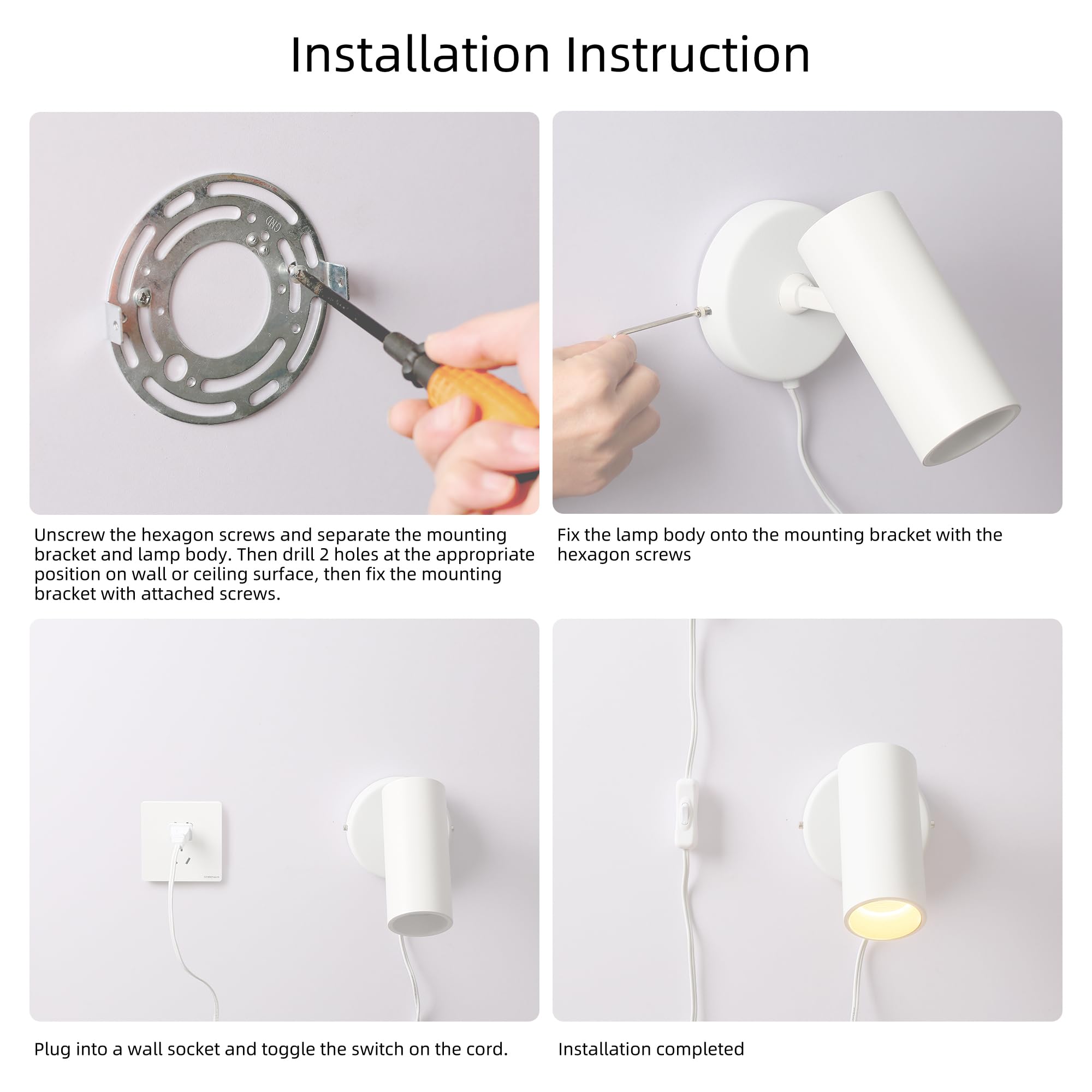 Aisilan 12W LED Adjustable Wall Spotlight - Warm White COB Light CRI≥97, Modern Directional Uplight with On/Off Switch, Aluminum Wall Sconce for Art Display, Floor & Ceiling Lighting | Perfect for Gallery, Living Room, Bedroom and Hallway Accent Lighting
