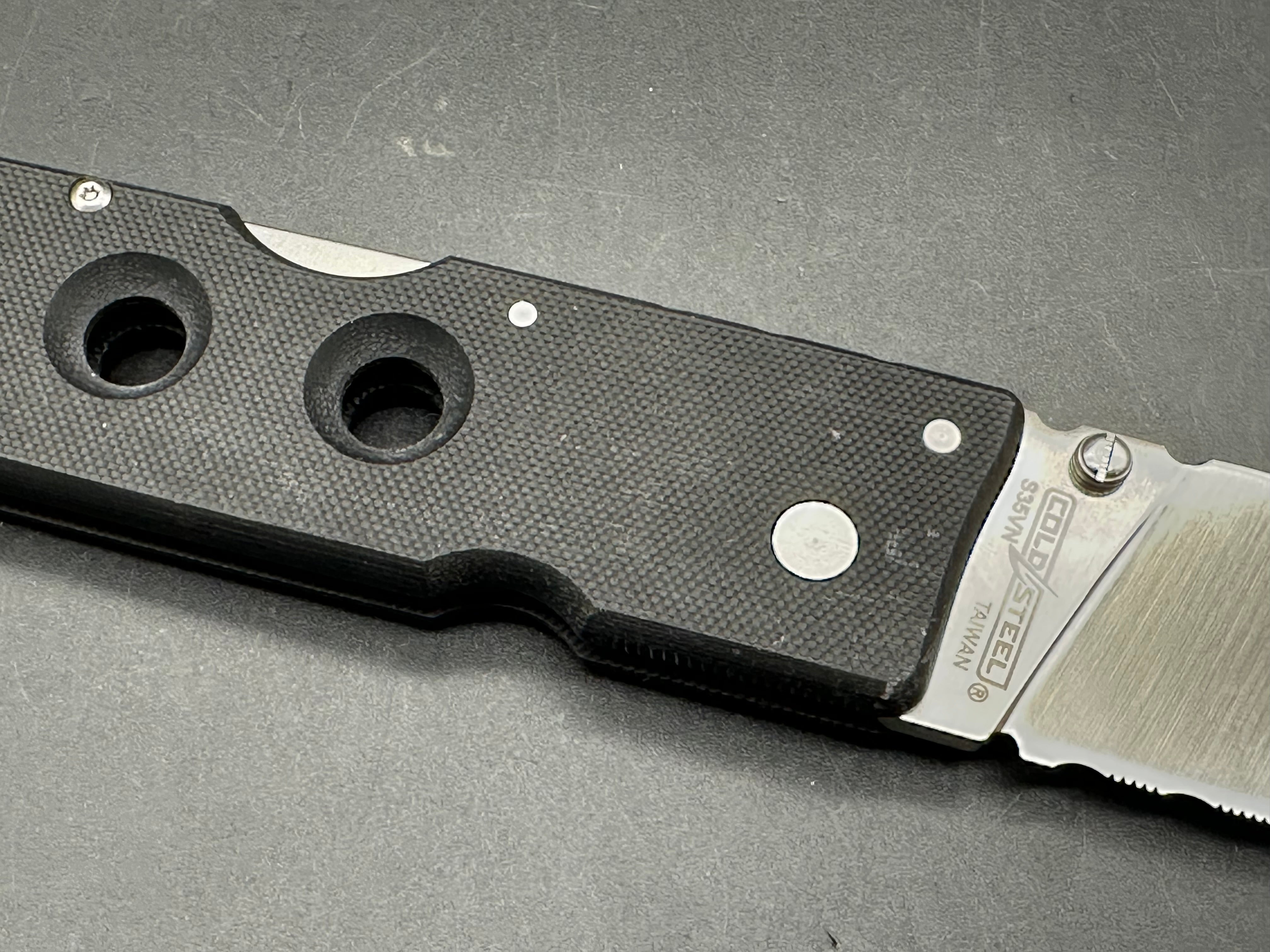 Cold Steel Hold Out 6 Inch Tri-Ad Lock Folding Knife - Black G10 Handle, Satin Serrated Blade - EDC, Camping, Survival & Outdoor Activities
