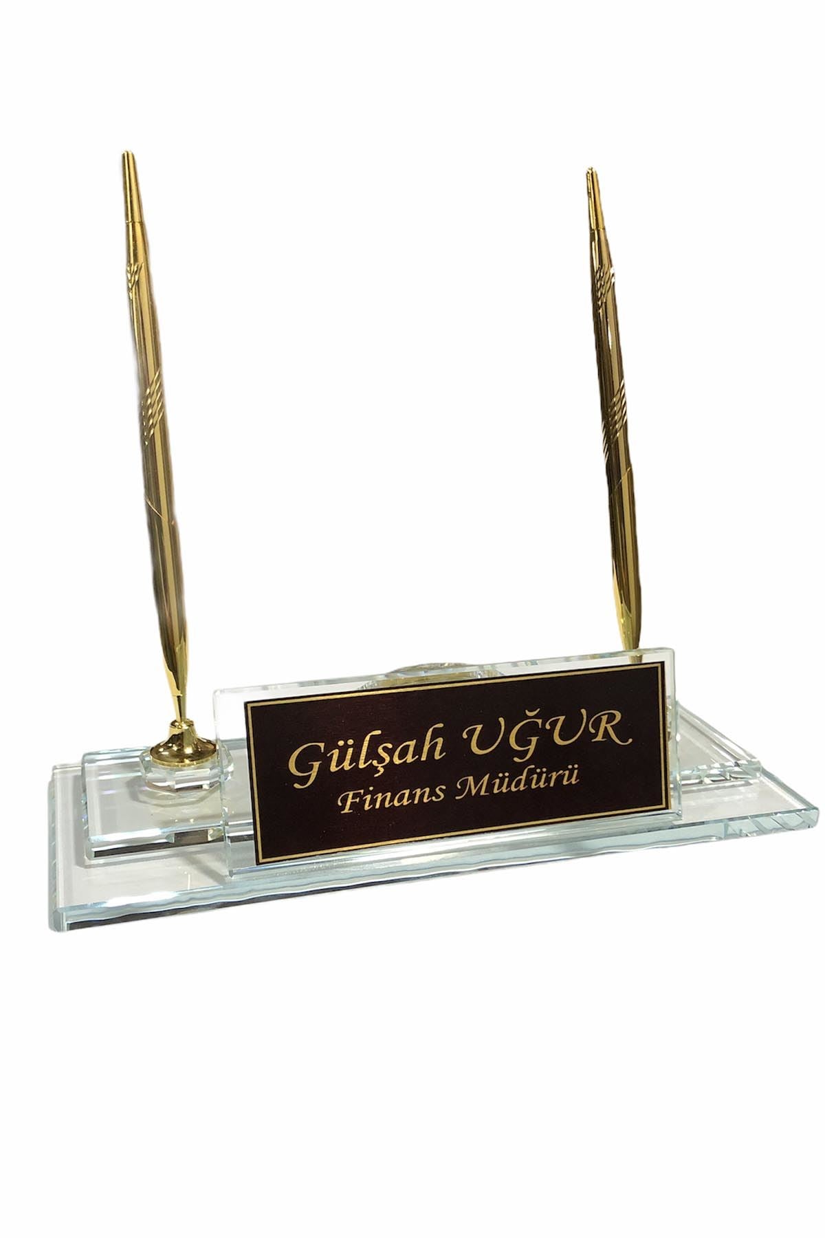 MOOG Custom Engraved Glass Name Plate for Office Desk - Personalized Professional Name Sign for Reception, Executive, and Home Office Use