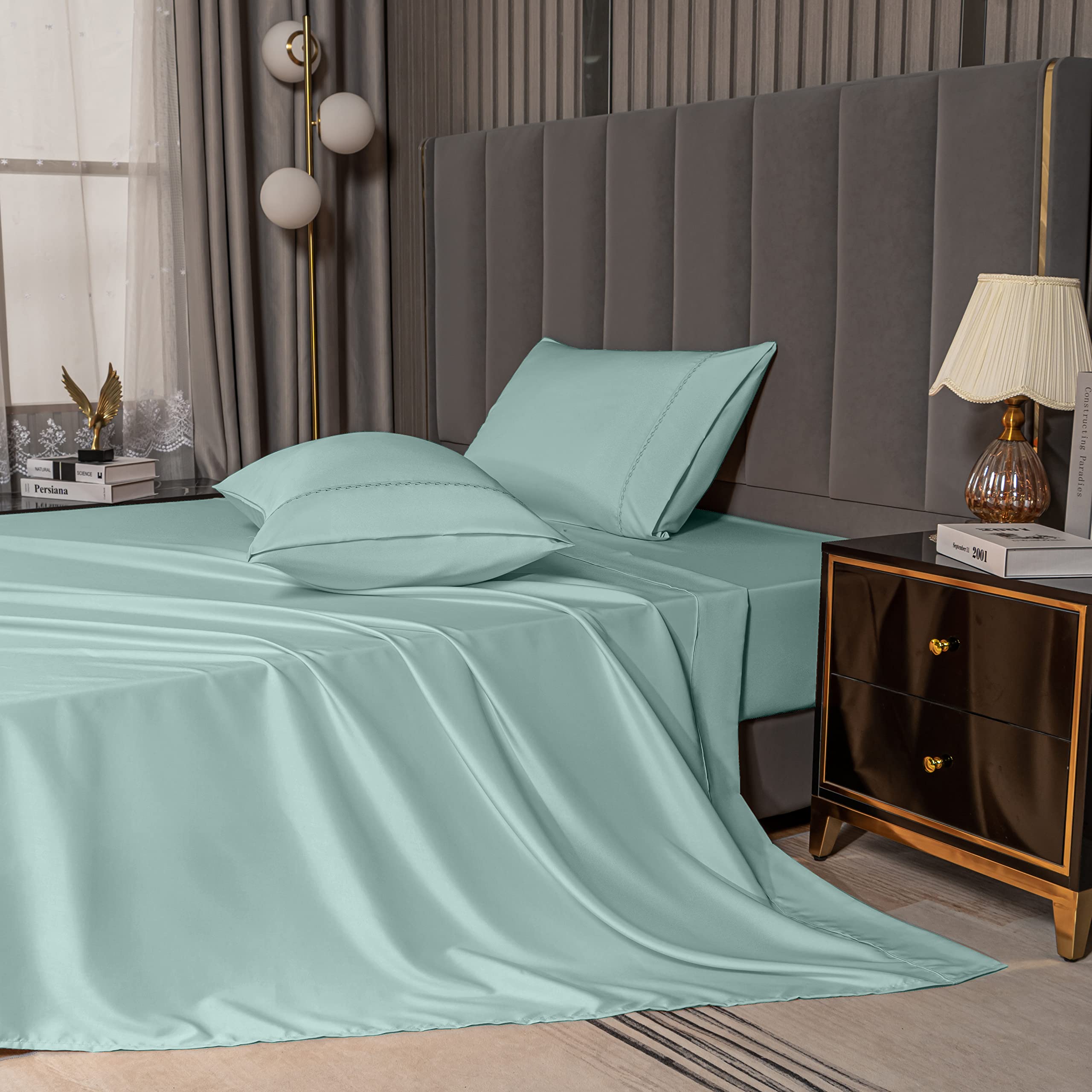 Premium Bamboo King Bed Sheets Set - Cooling, Breathable & Ultra-Soft 4-Piece Bedding with 16
