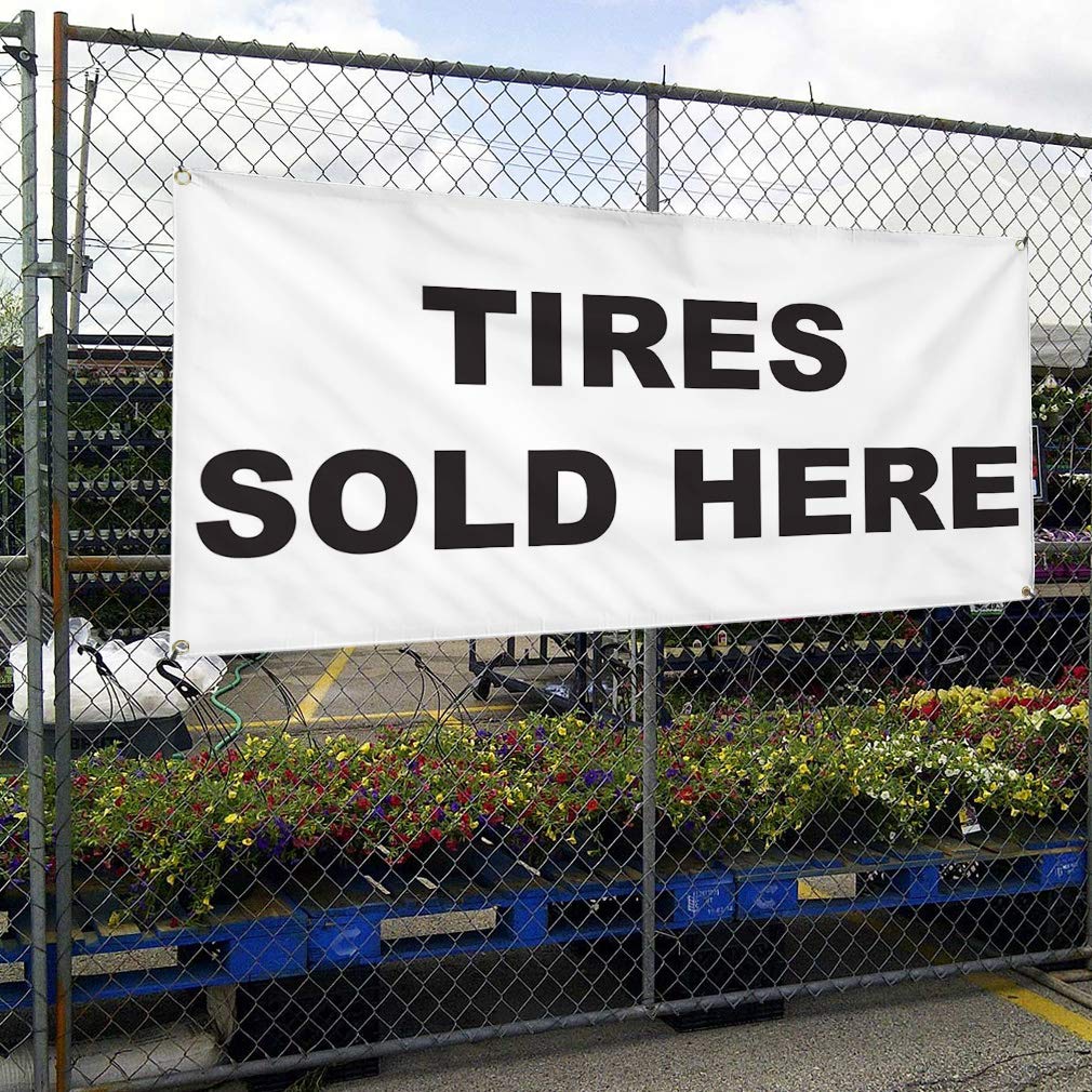 60x144 Inches Heavy-Duty Vinyl Banner - Weatherproof Outdoor Sign for Auto Repair Shops, Car Dealers & Industrial Yards - Multiple Sizes Available with 10 Grommets - Perfect for Advertising Tires, Services & Promotions