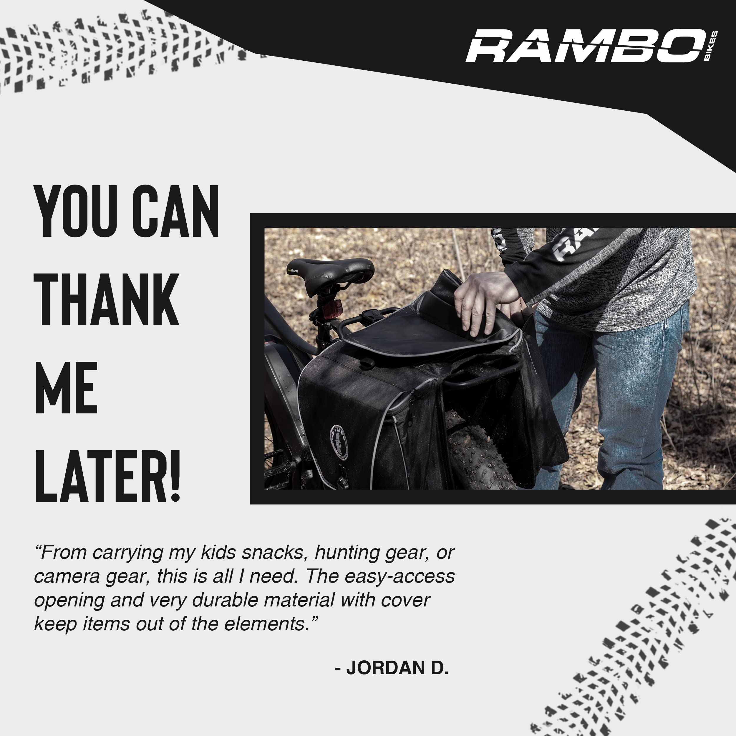 **Rambo Bikes Double Saddle Bag - 20L Waterproof Bike Storage Bag - Durable Nylon Material & Secure Mounting System - Fits Most Bike Racks - Black - Perfect for Commuting, Cycling Tours & Outdoor Adventures**