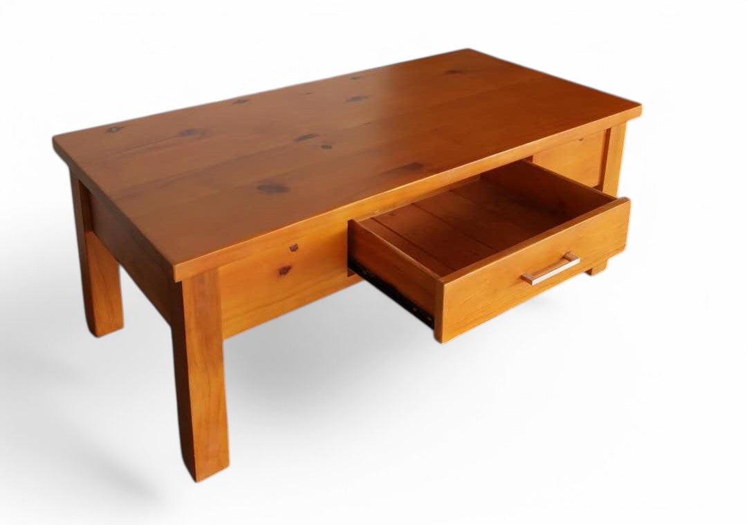 Modern Honey Finish Coffee Table with Storage Drawer - Perfect for Living Room, Office, or Bedroom Furniture