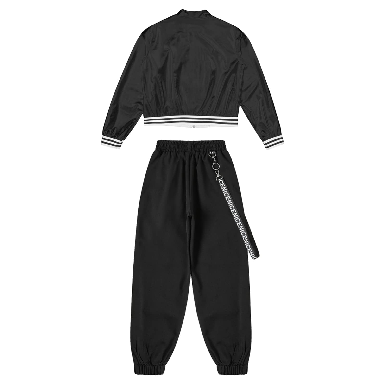 iEFiEL Girls Hip Hop Dance Outfit Set - Stylish Jacket & Jogger Pants for Street Dance, Performance & Athletic Wear | Perfect for Dance Classes, Competitions & Urban Fashion
