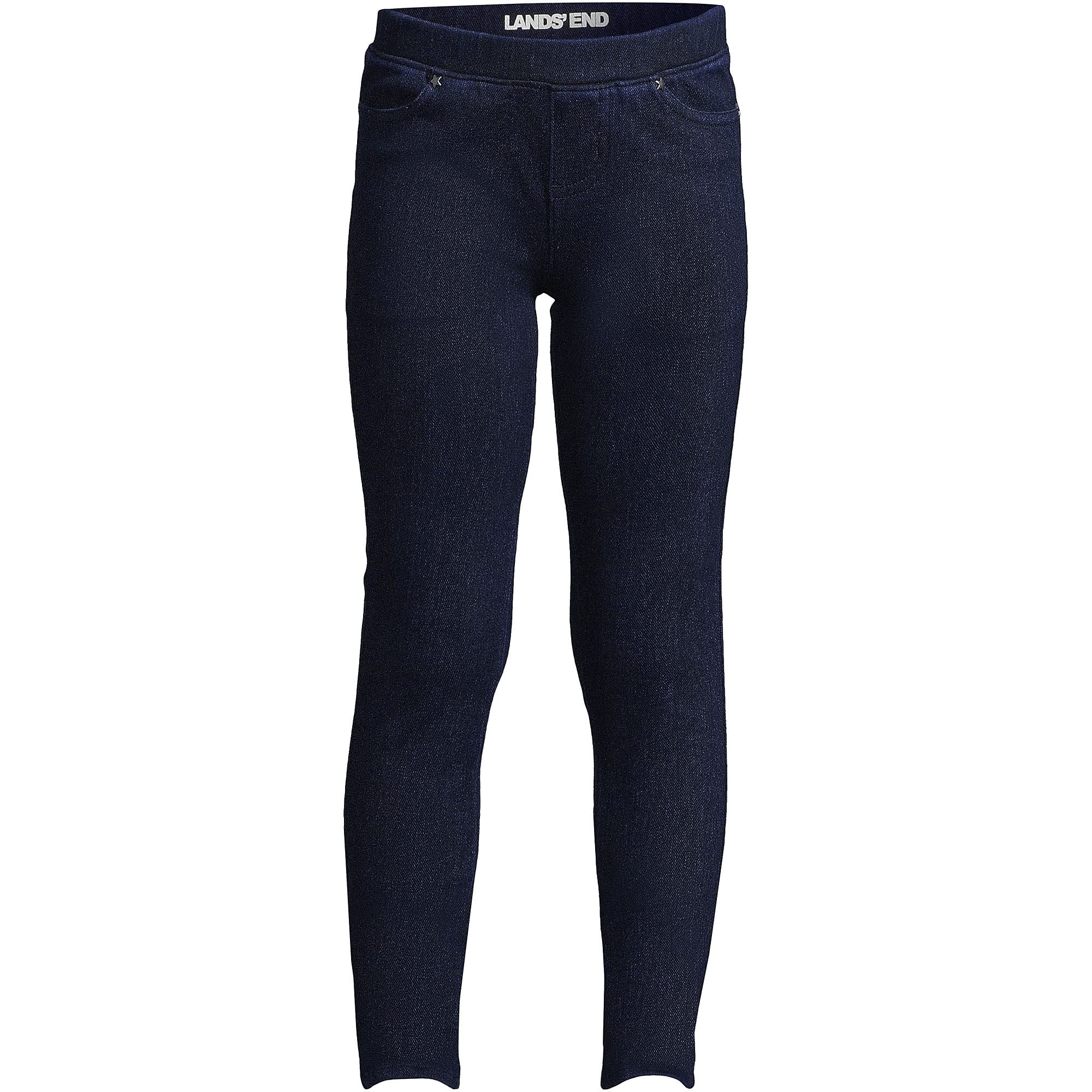 Lands' End Girls Iron Knee Denim Jeggings - Stretch Comfort Fit Skinny Jeans for Active Kids | Perfect for School, Playdates & Outdoor Adventures
