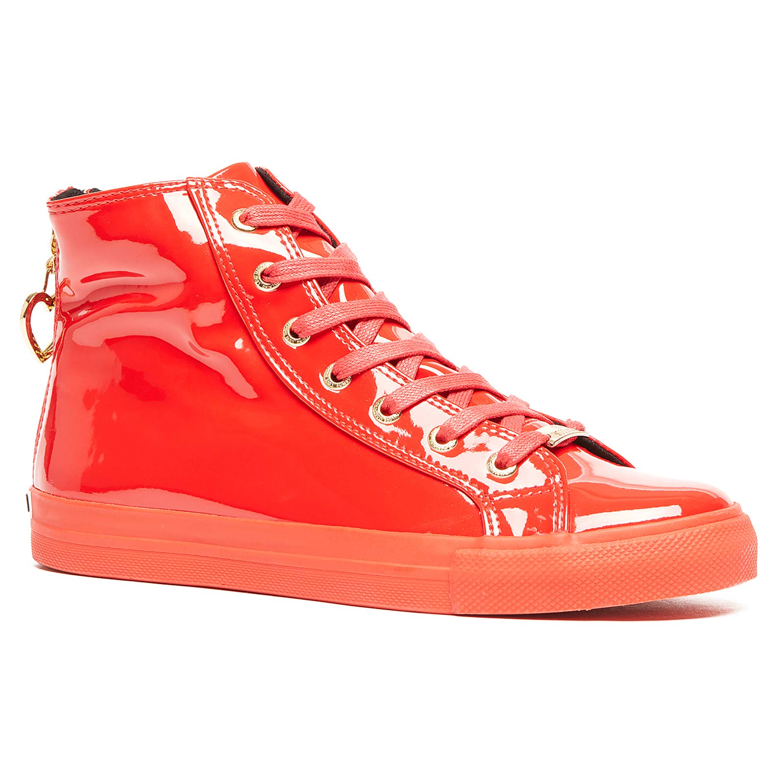 Love Moschino Black High Top Classic Patent Sneakers for Women - Stylish & Comfortable Fashion Sneakers for Casual Wear, Street Style & Everyday Outfits