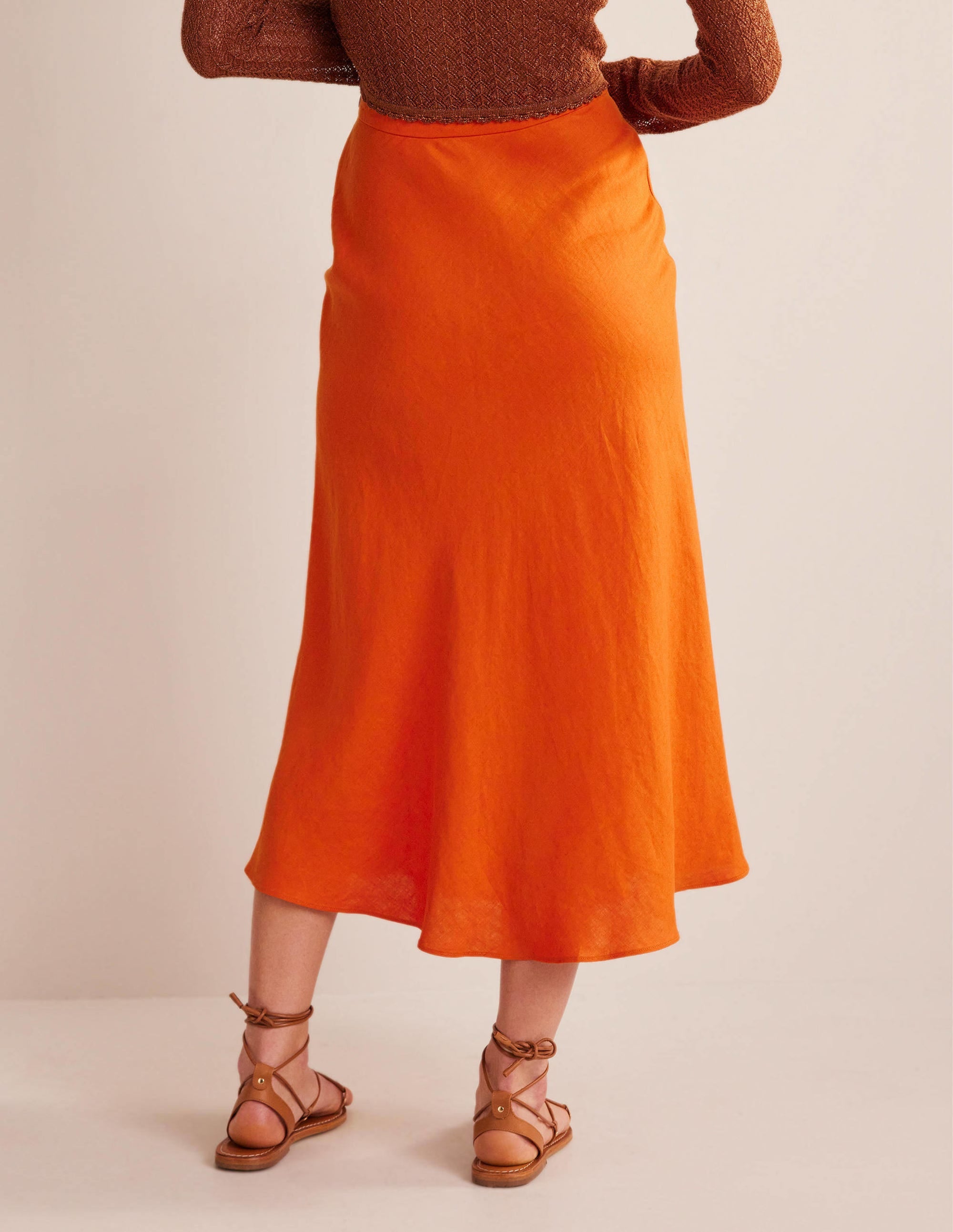 Bias Linen Midi Skirt - Flowy A-Line Summer Skirt for Women | Perfect for Beach Vacations, Brunch Dates & Casual Outings