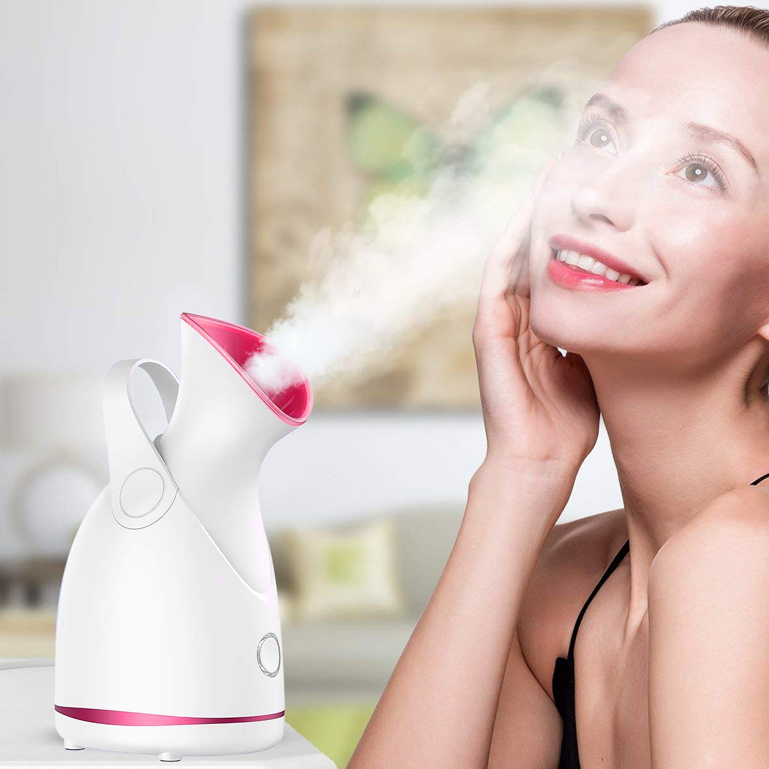 NEWCART Nano-Ionic Facial Steamer & Steam Inhaler - Professional Hot Mist Vaporizer with UV Sterilization for Hydrated Skin & Spa Relaxation | Perfect for Home Spa, Facial Care, Cold Relief & Dry Skin Treatment | Women & Men Beauty Essential