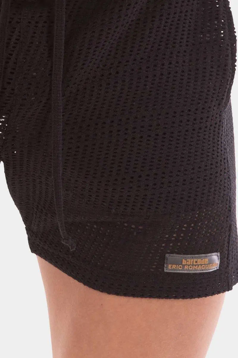 Buko 4 Black Crochet Shorts - Stylish Women's Barcode Berlin Shorts for Summer Outfits & Beach Wear