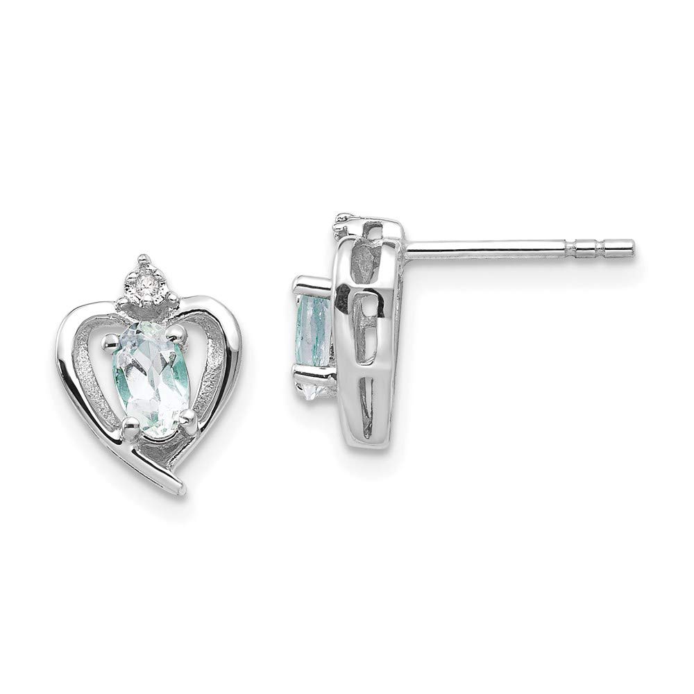 14K White Gold Aquamarine and Diamond Stud Earrings for Women - Elegant Fine Jewelry Gift for Her - Perfect for Weddings, Anniversaries & Special Occasions