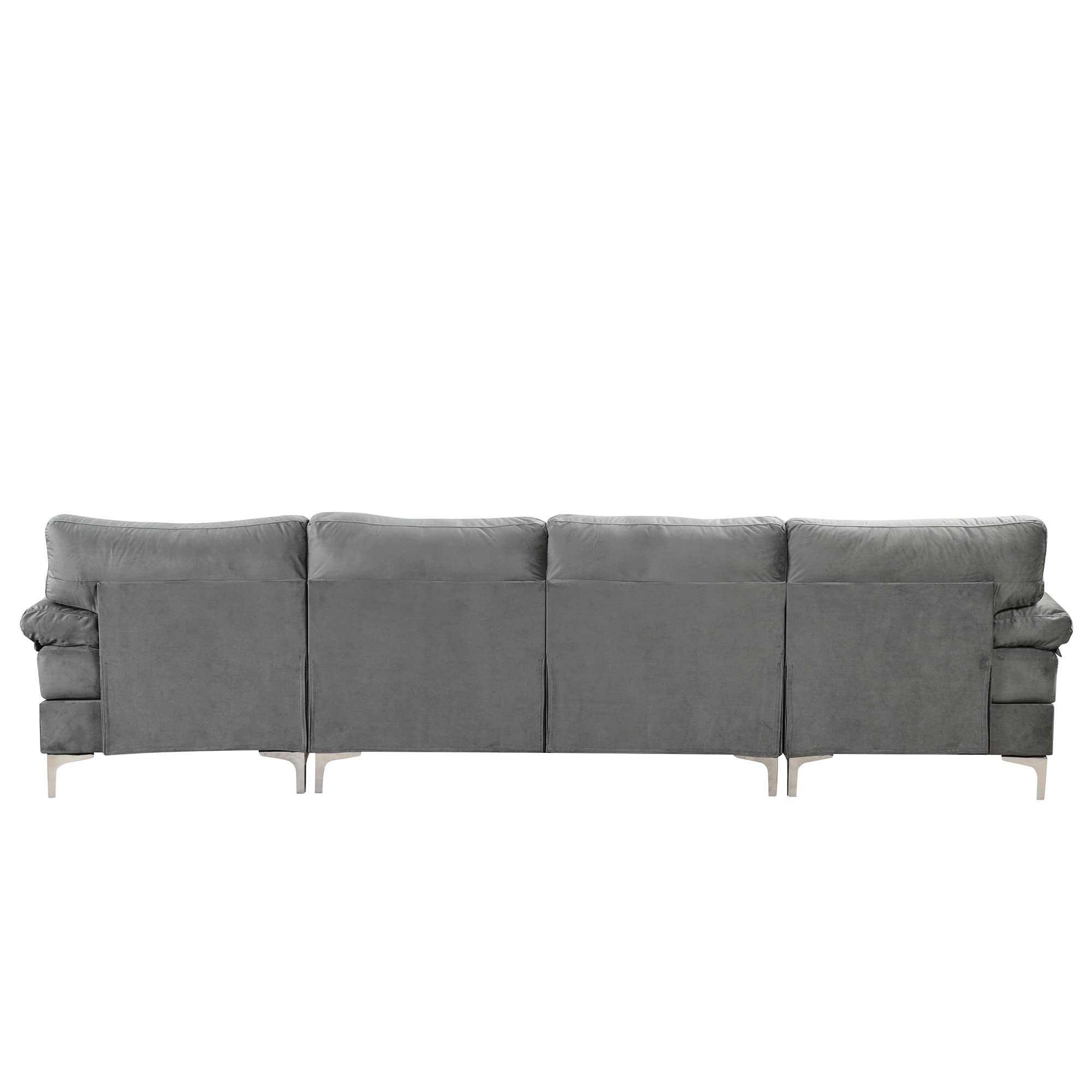 Modern Large Velvet U-Shaped Sectional Sofa with Double Wide Chaise Lounge - Casa Andrea Milano Luxury Fabric Couch for Living Room, Lounge & Home Theater
