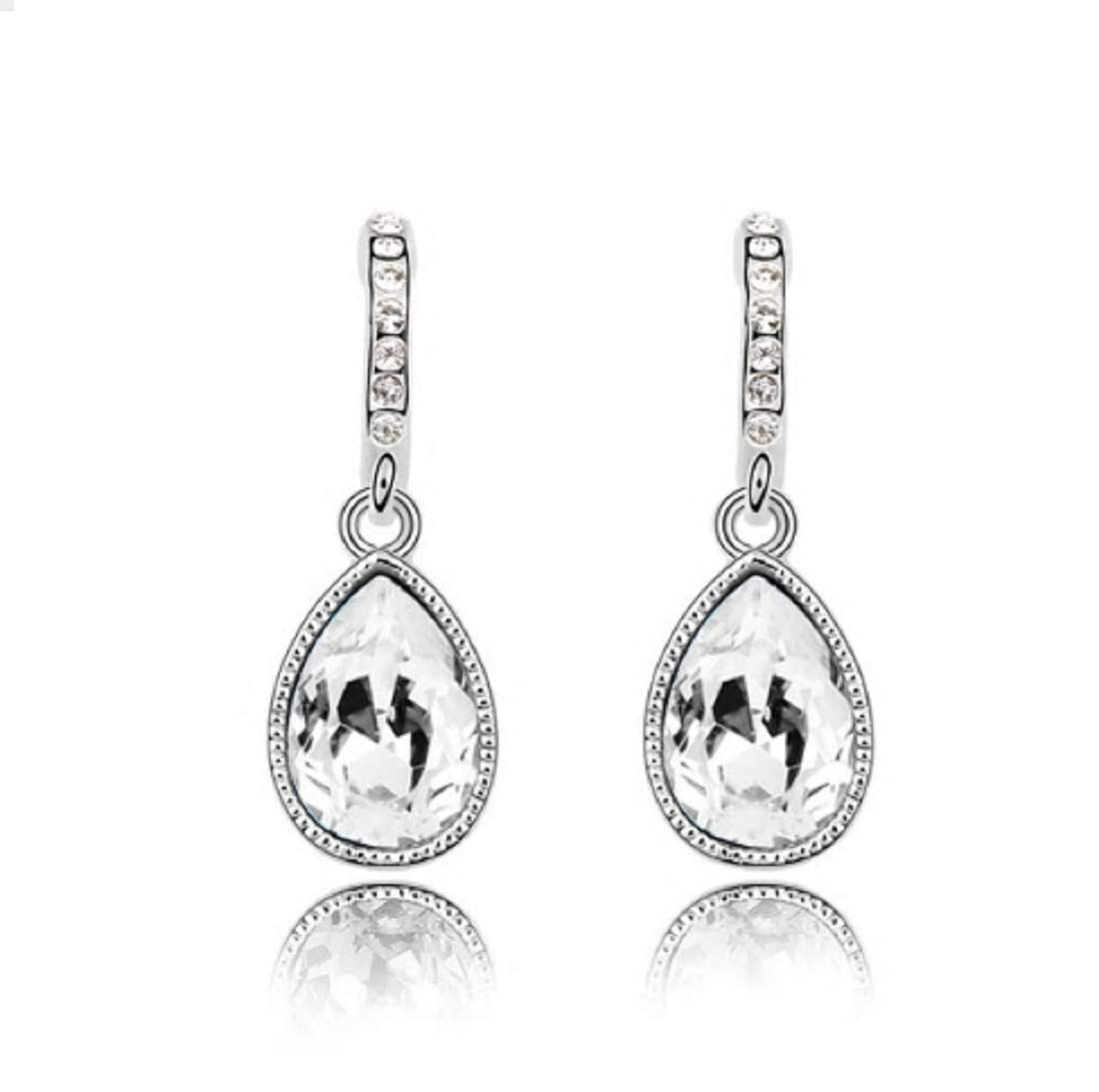 Elegant Silver Plated Crystal Drop Earrings for Women - Perfect for Weddings, Parties & Evening Events