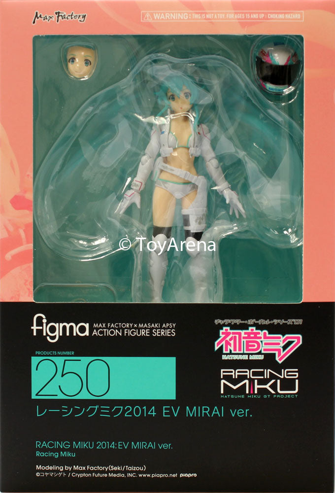 Figma #250 Hatsune Miku Racing 2014 EV Mirai Version Anime Action Figure - Collectible Japanese Vocaloid Character Model for Display & Gaming Enthusiasts