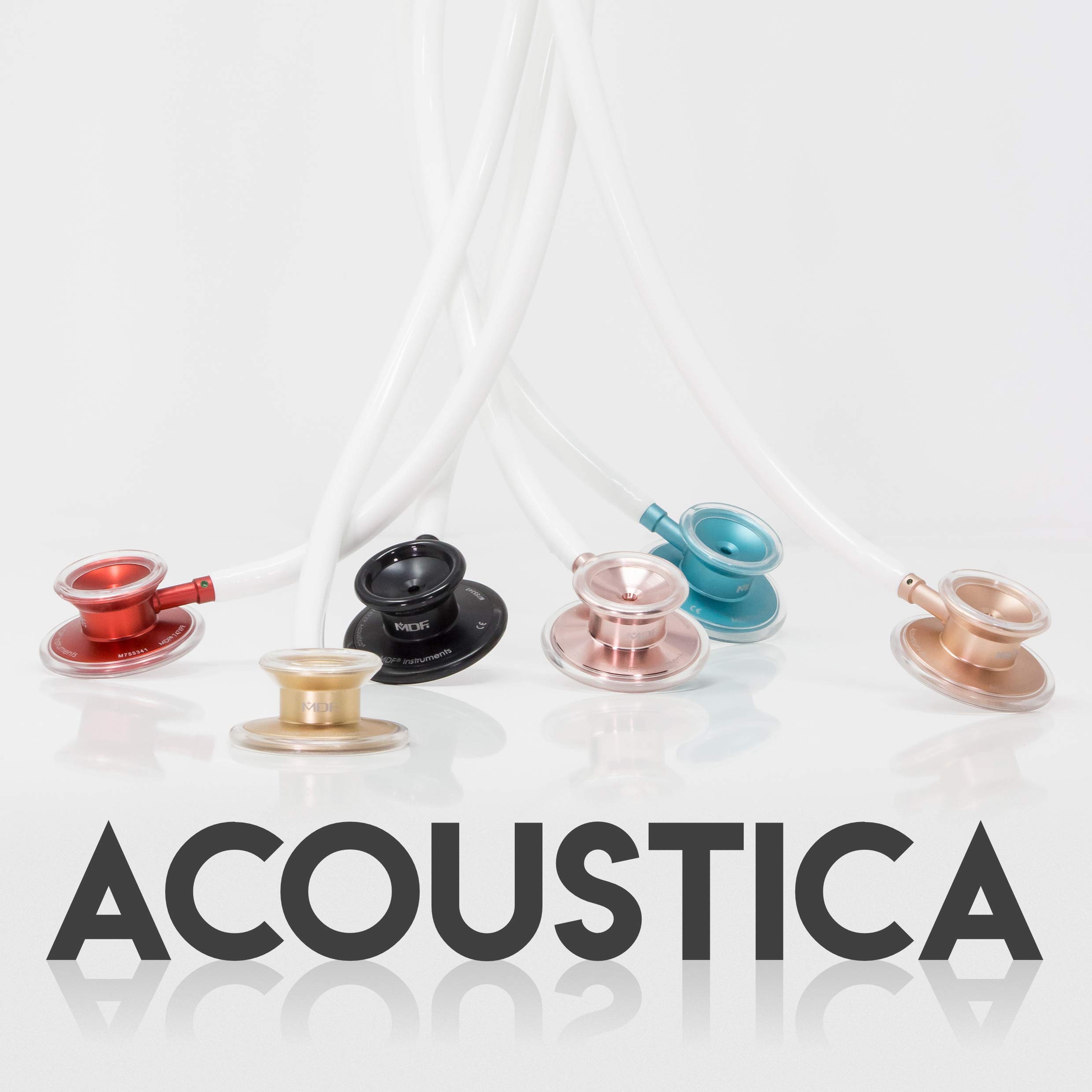 Premium MDF Acoustica Lightweight Dual Head Stethoscope - Ideal for Doctors, Nurses, Medical Students & Home Health Use - White Tube with Gold Chestpiece (MDF747XPK29) - Perfect for Clinical Exams, Patient Monitoring & Medical Training