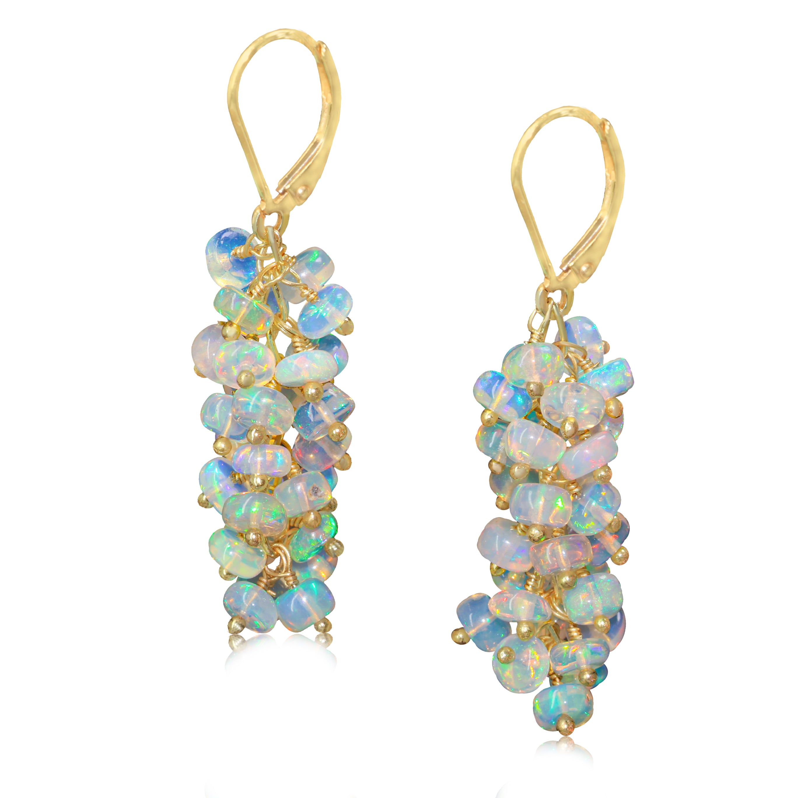 Natural White Opal Beaded Cluster Dangle Earrings for Women | Boho Chic Handmade Jewelry | Perfect for Weddings, Parties & Everyday Wear
