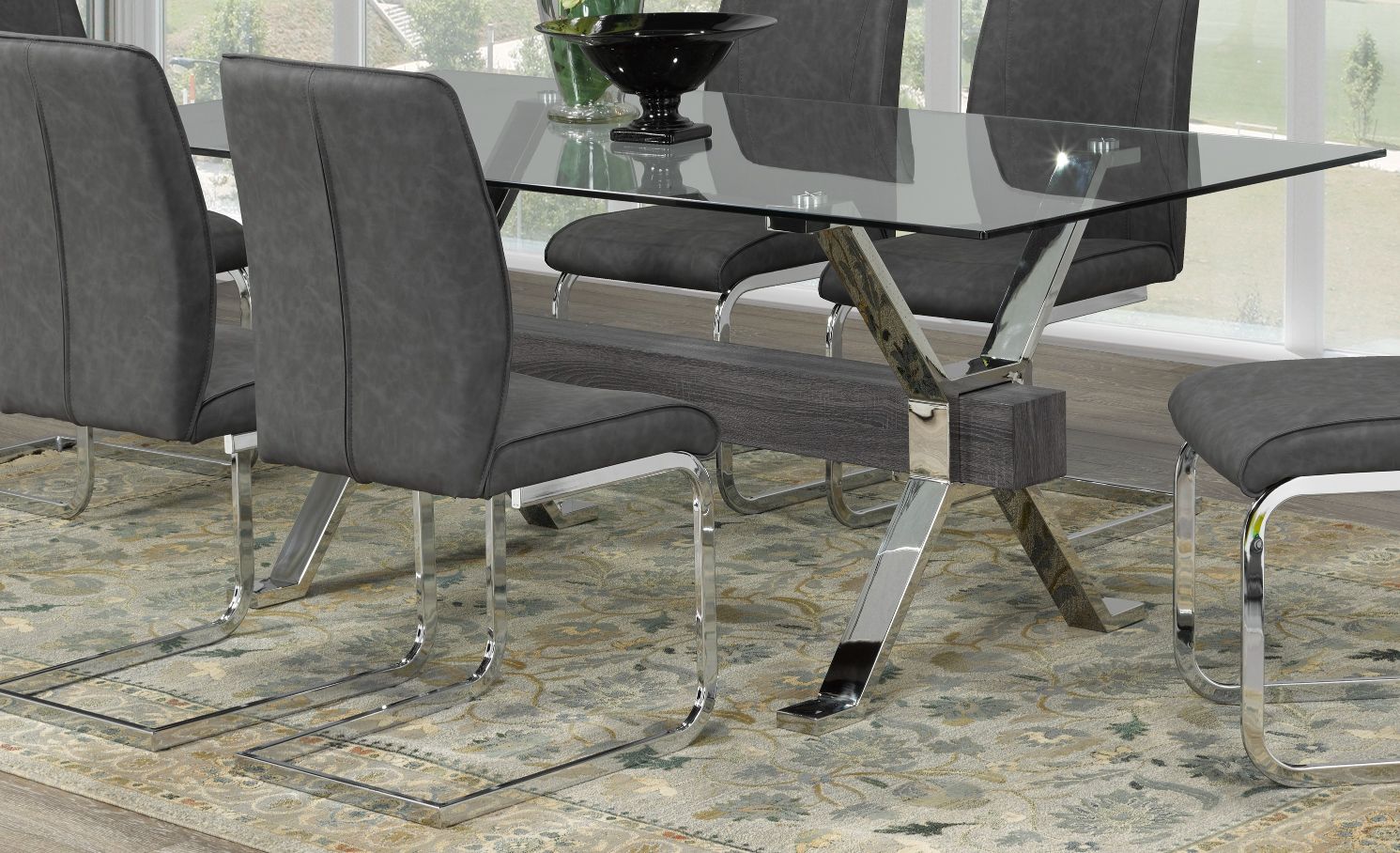 Ezra Modern Dining Table - Silver Finish | Elegant & Durable Metal Dining Table for Kitchen, Dining Room, or Small Space | Perfect for Family Meals & Entertaining Guests