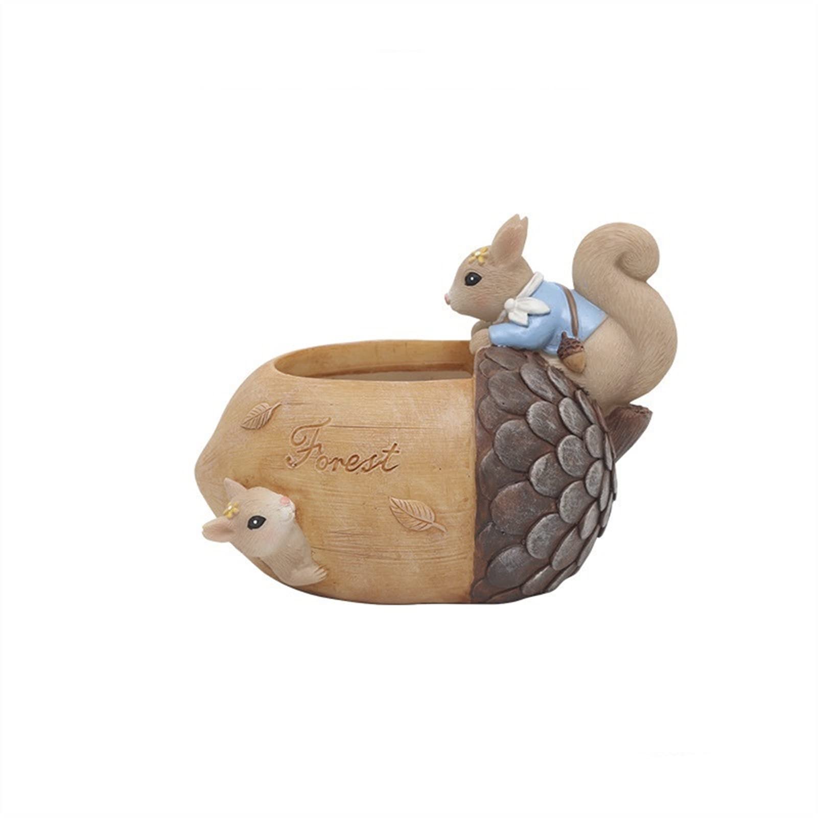 Cartoon Squirrel Succulent Plant Pots - Cute Resin Animal Flowerpots for Succulents, Mini Garden & Balcony Decor - Perfect for Home, Office, and Gift Giving (Color: 1)