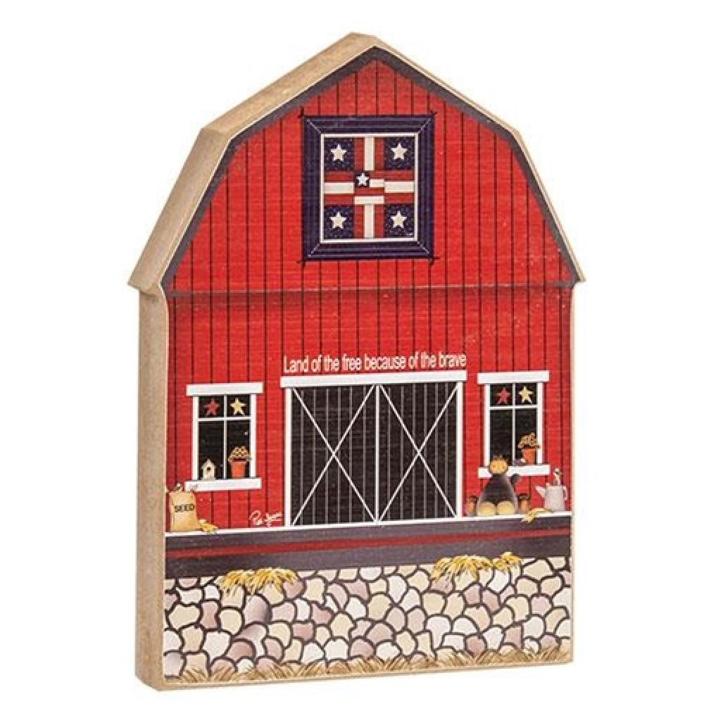 Land of the Free Chunky Barn Sitter - Rustic Farmhouse Decor for Country Homes, Perfect for Porch, Garden & Farmhouse Style Decorating