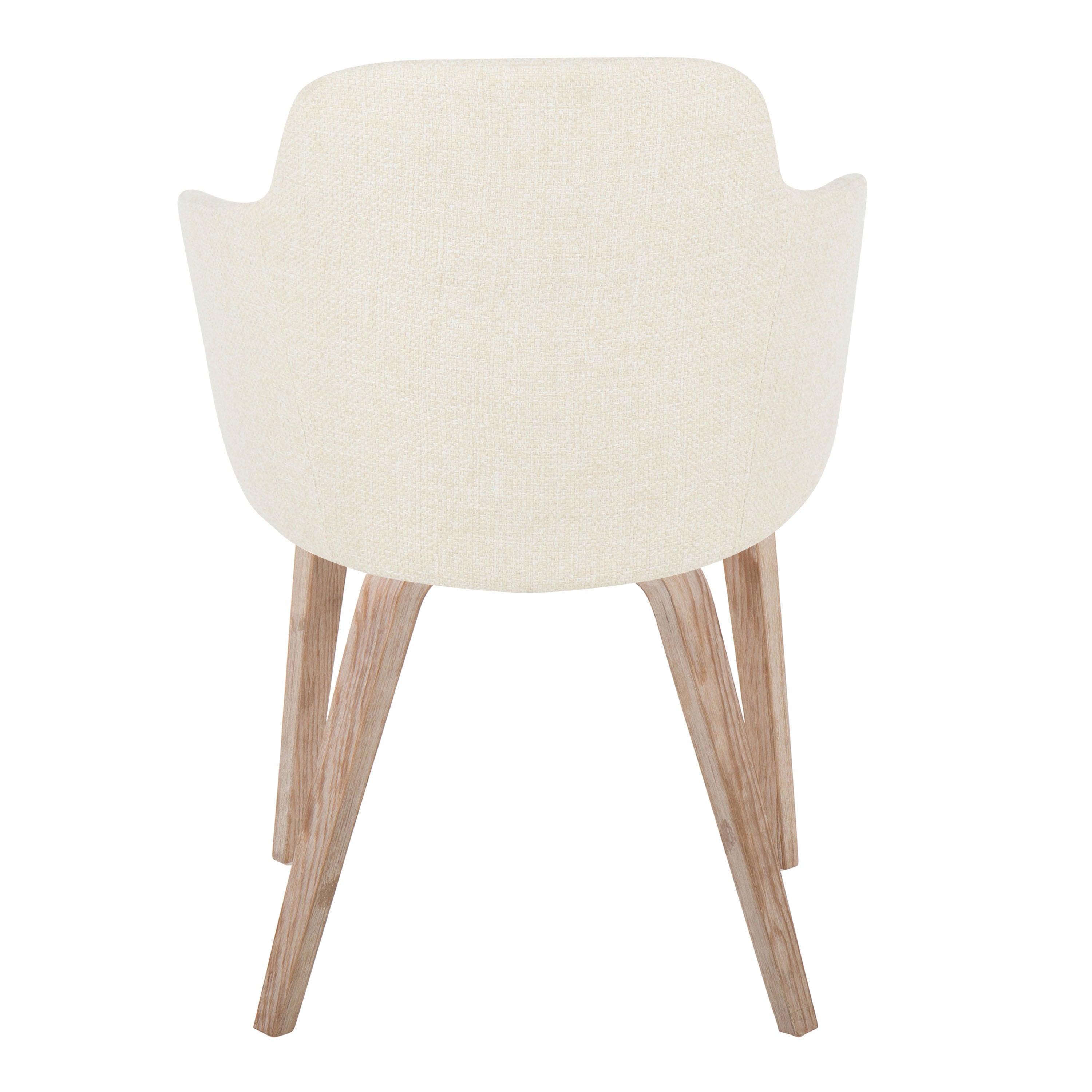LumiSource Whitewashed Wood & Cream Noise Fabric Contemporary Dining Chairs - Set of 2 Accent Chairs for Modern Kitchen, Dining Room or Office